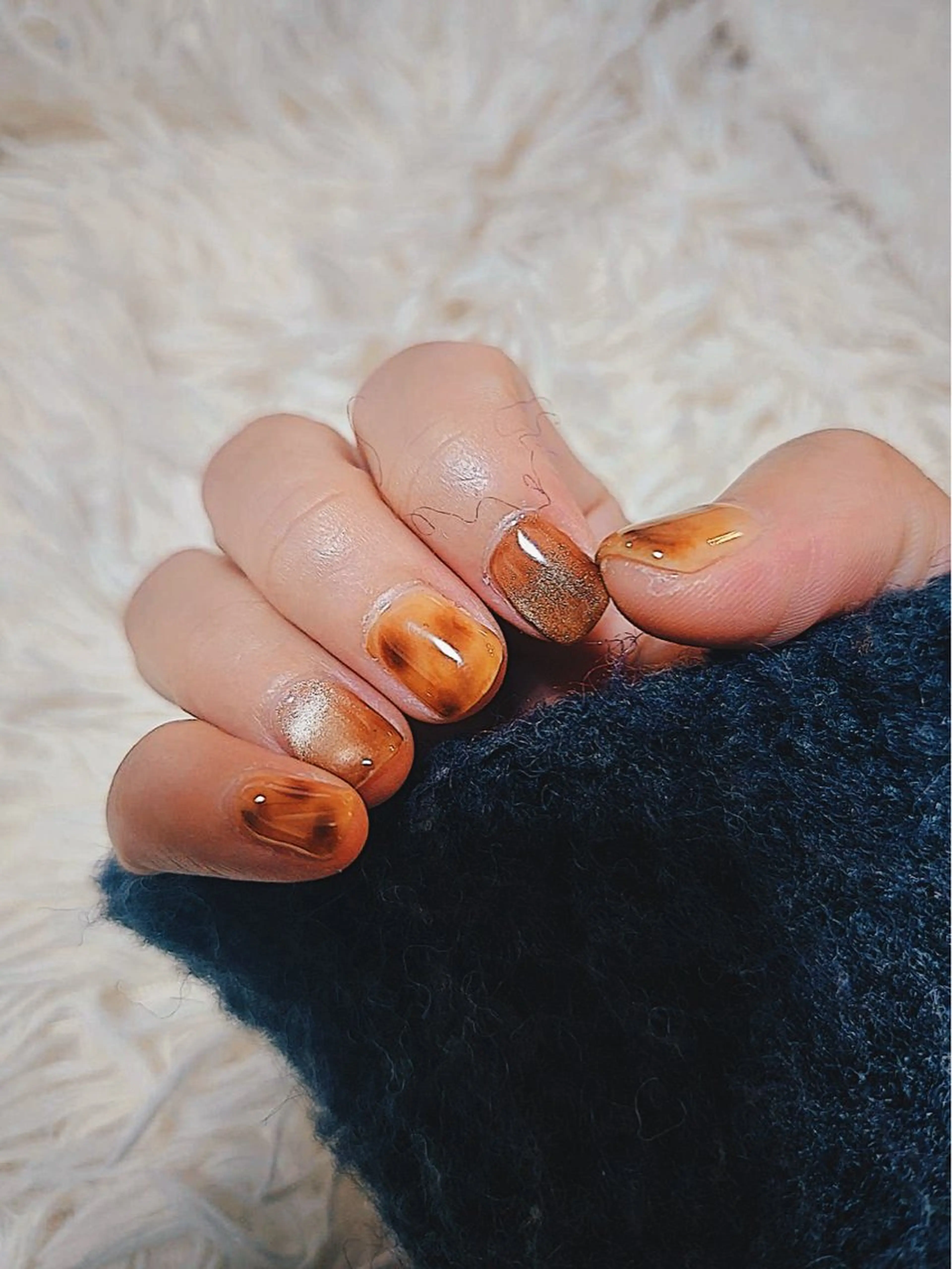 ネイル べっ甲ネイル グリーン 古民家サロン 真夢のネイルデザイン