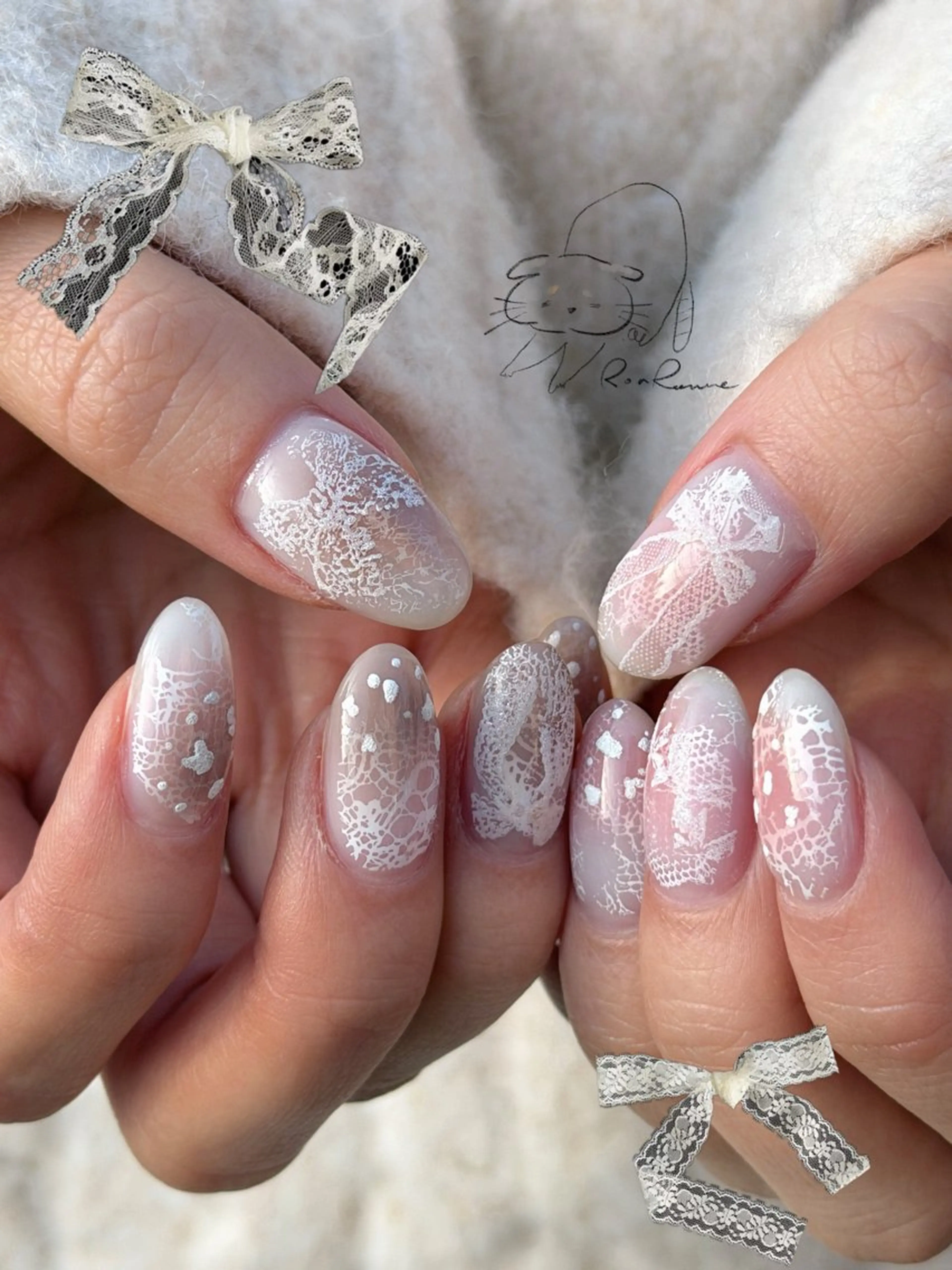 ネイル オーロラネイル 長さ出し フレンチネイル ジェルネイル ミラーネイル ハンドネイル ronronne .のネイルデザイン