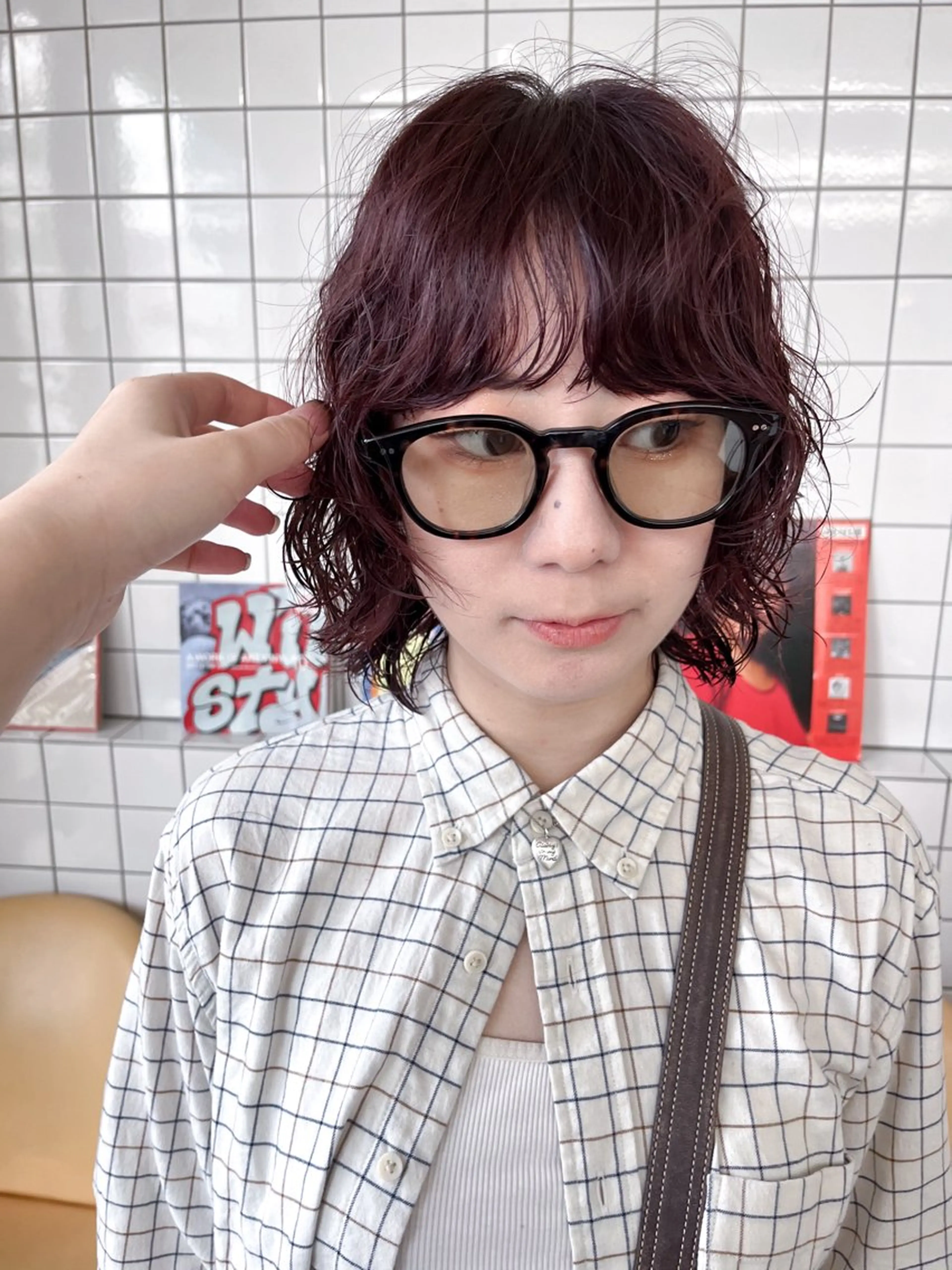 ミディアム カラー パーマ ボブ ウルフカット ボブパーマ/パーマ ウルフパーマのヘアスタイル