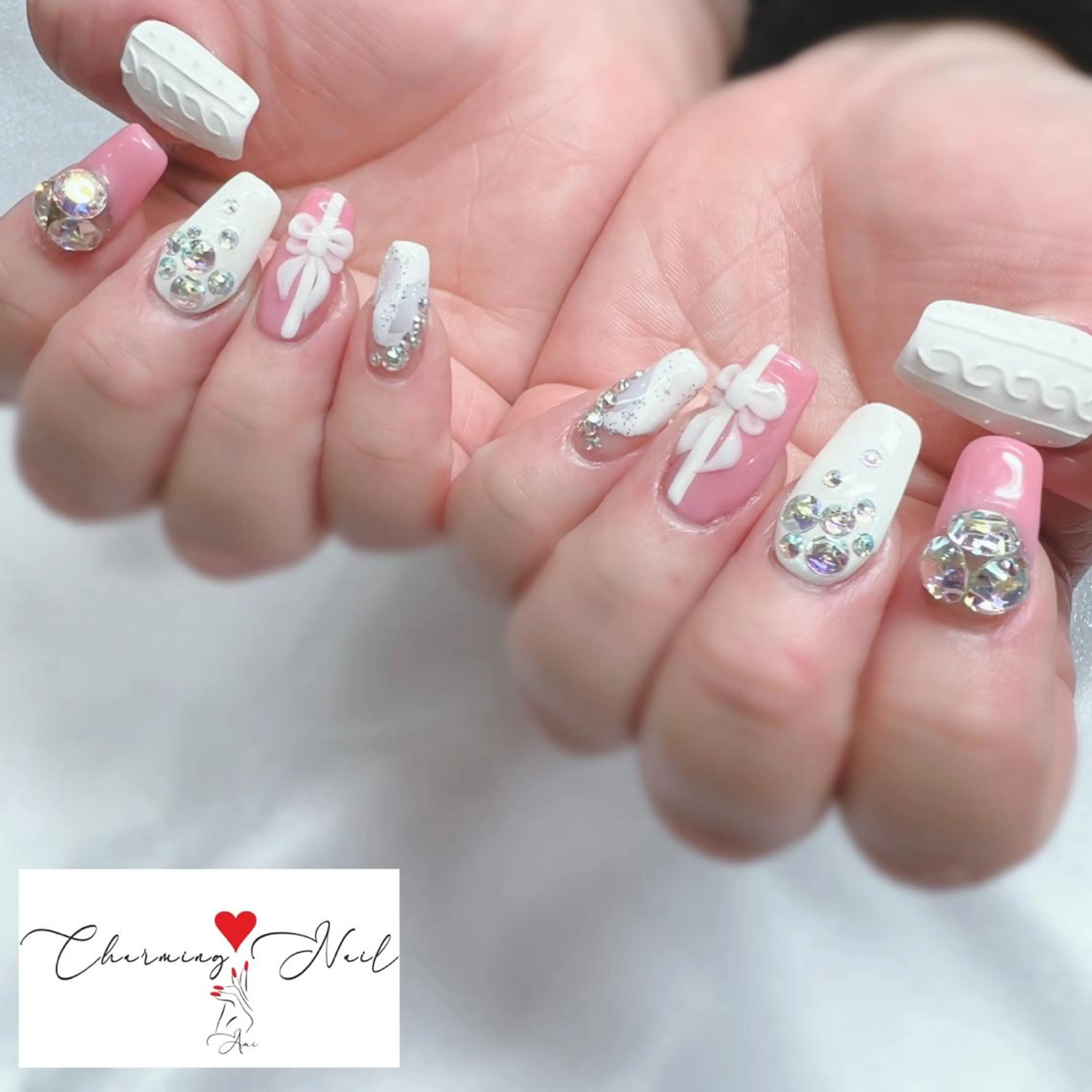 ネイル マットネイル ニュアンスネイル リボン スカルプネイル ストーンネイル Charming❤️Nail所属・Nailist Amiのその他イメージ