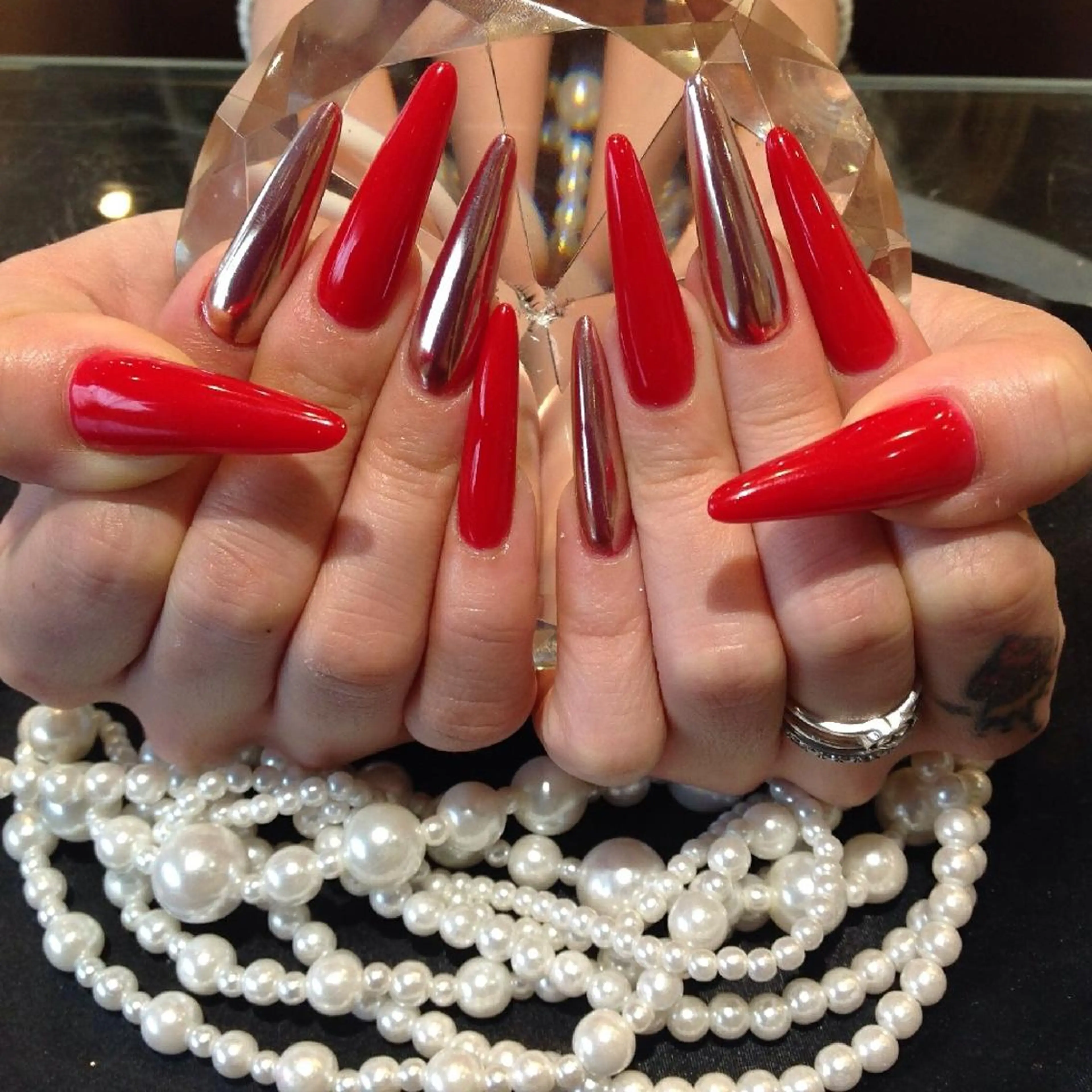 ネイル ロング ミラーネイル ワンカラーネイル スカルプネイル   MAKI NAILのネイルデザイン