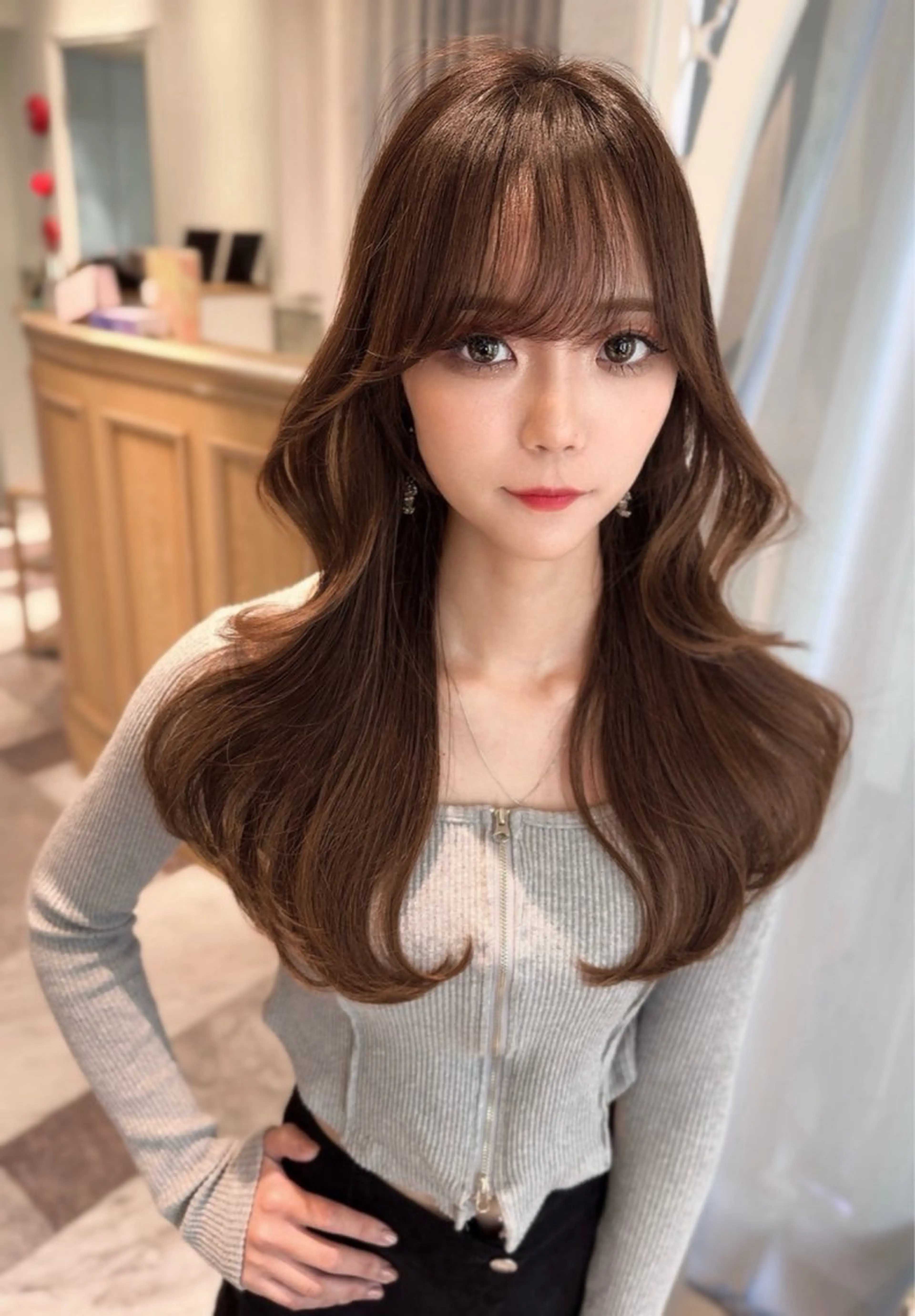 セミロング カラー ベージュカラー 黒髪 ブリーチ ブルーカラー ブルーブラック カット ヘアカラー トリートメント 木屋元一/透明感 /前髪/ショートボブのヘアスタイル