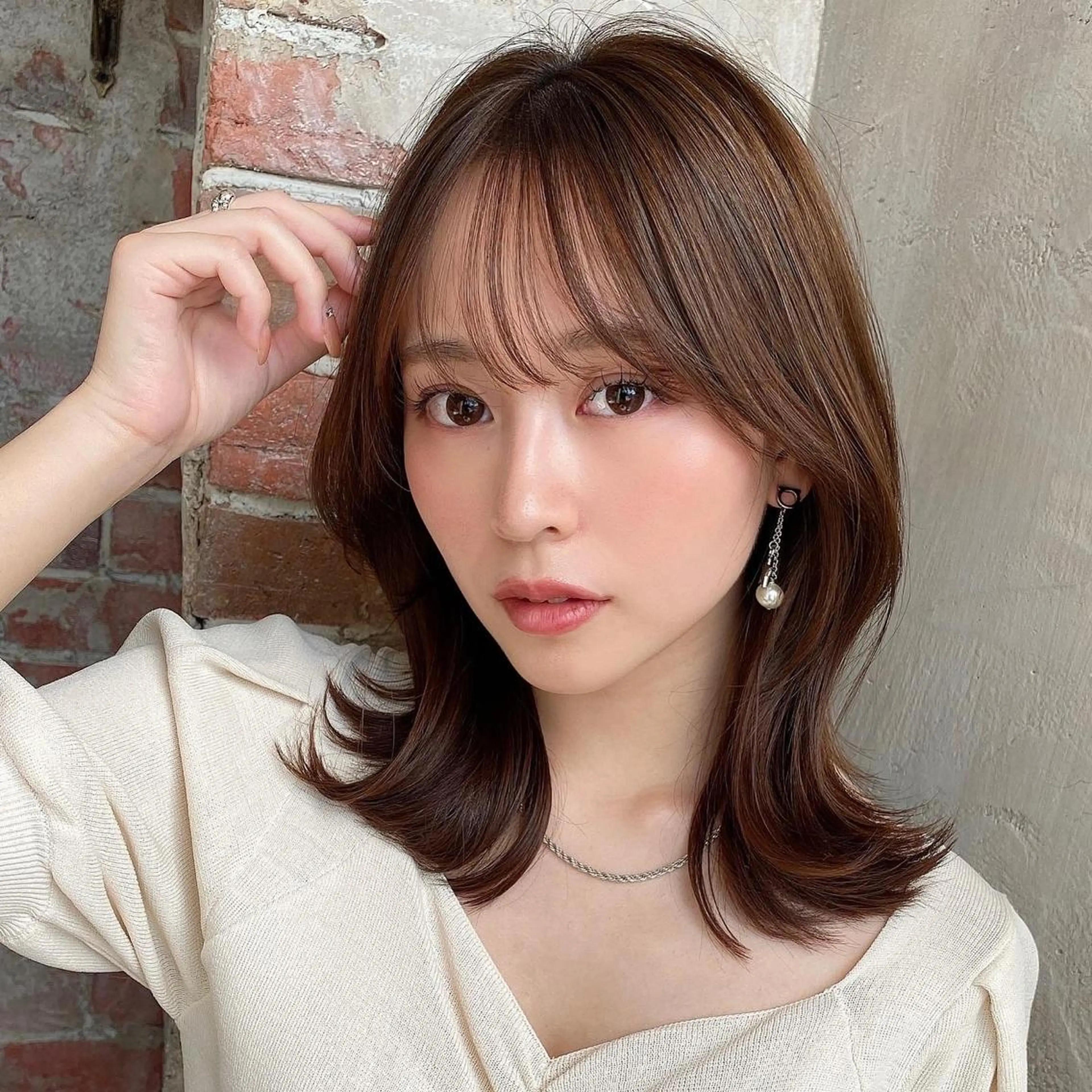 ミディアム くびれヘア 髪質改善 縮毛矯正 🧡くびれヘア/前髪 顔周り🧡久原結衣のヘアスタイル