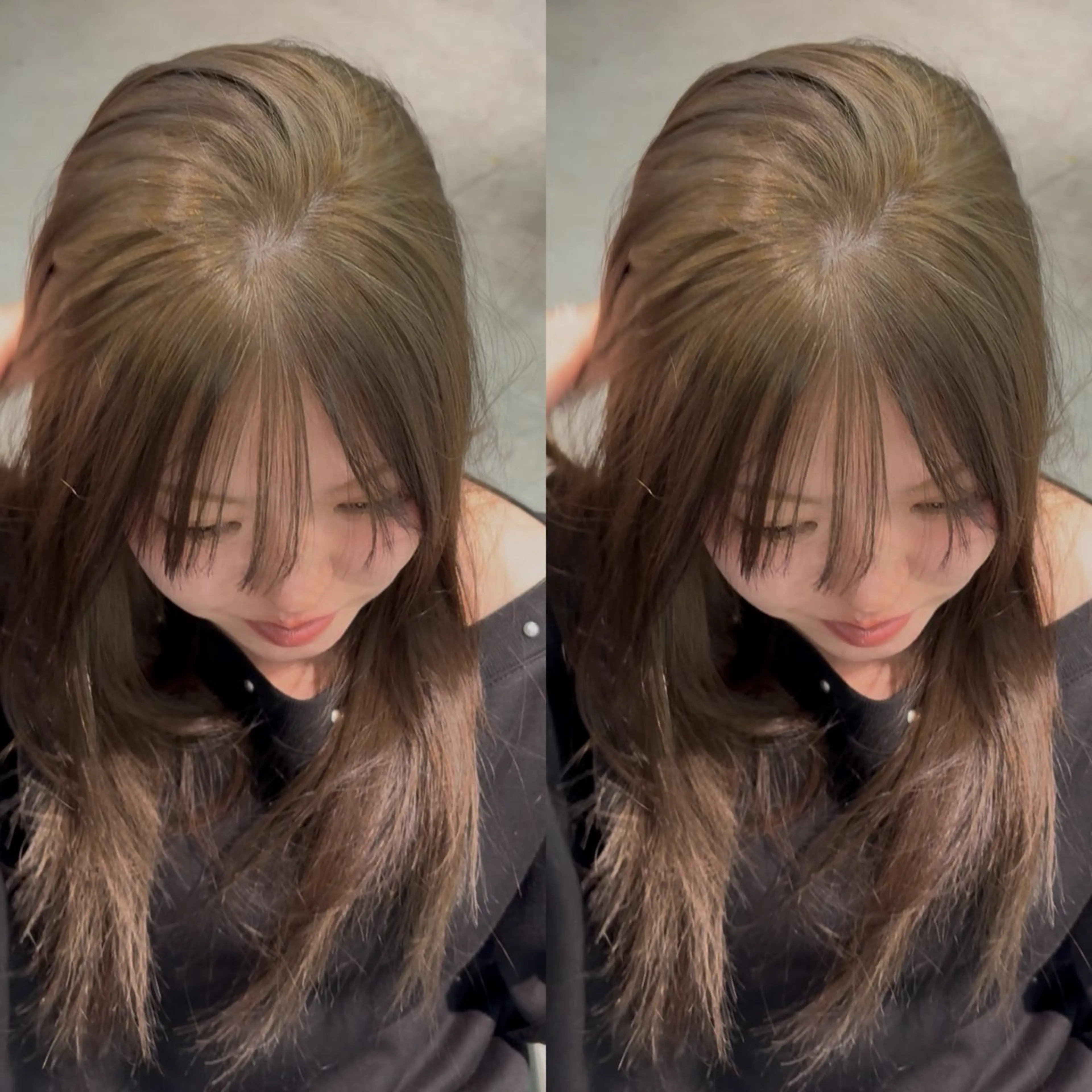 ロング カラー ベージュカラー オリーブベージュ ヘアカラー なんば🍓 似合わせカラー🐬のヘアスタイル