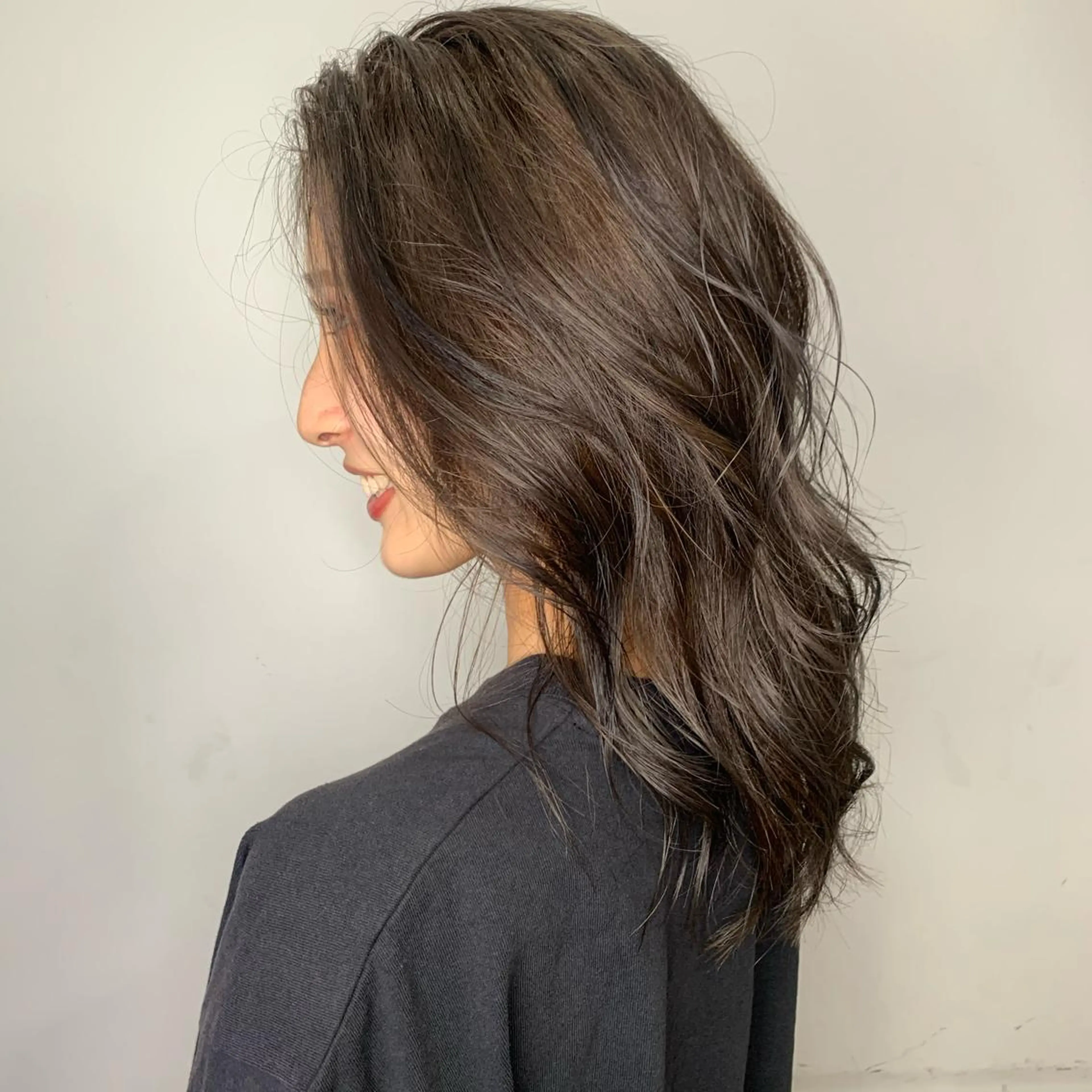 セミロング カラー アッシュ AMI ウルフパーマ/メンズのヘアスタイル