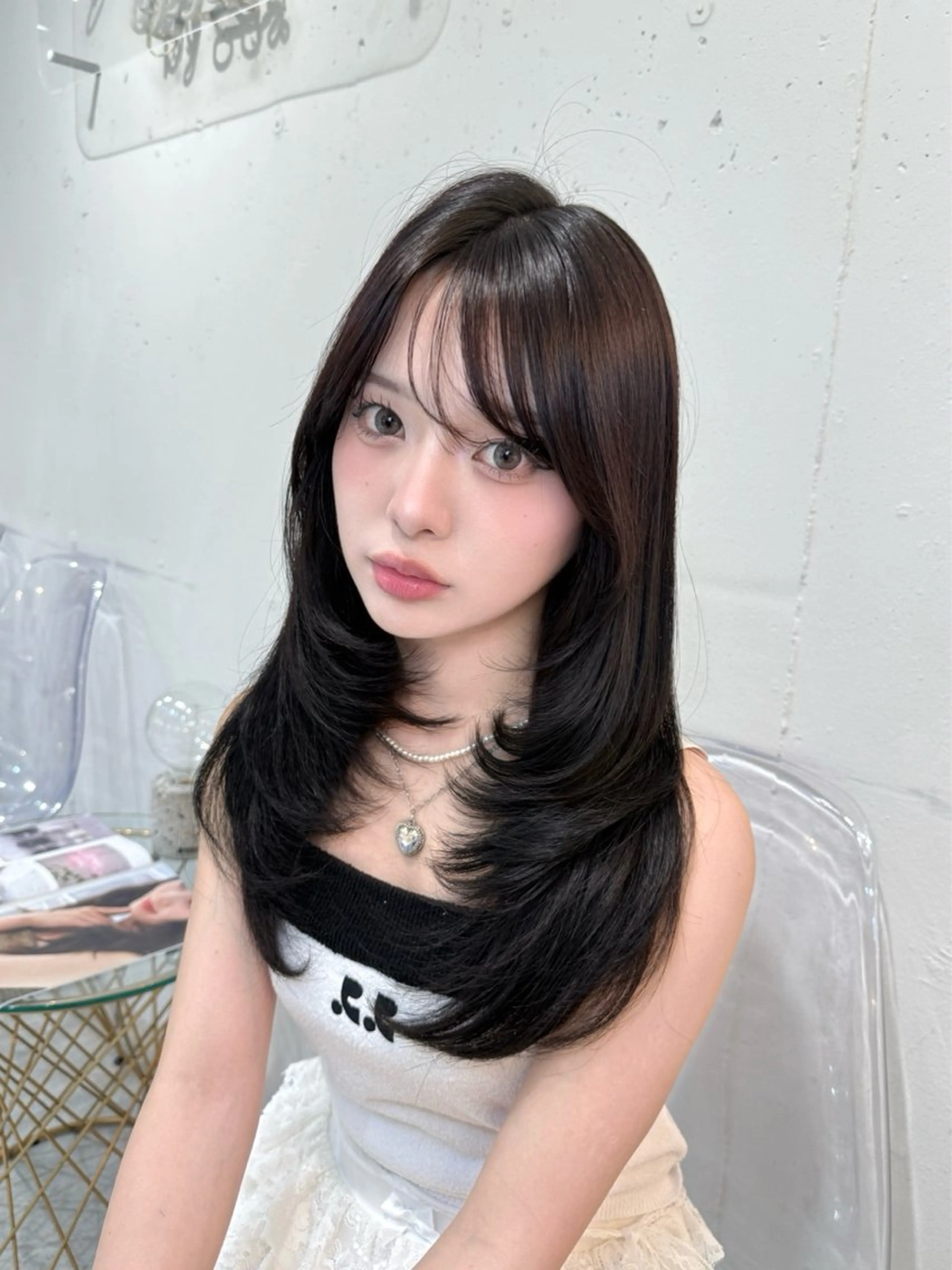 セミロング レイヤーカット カット ヘアカラー トリートメント ハッシュカット/ 艶カラー/RIN🩶のヘアスタイル