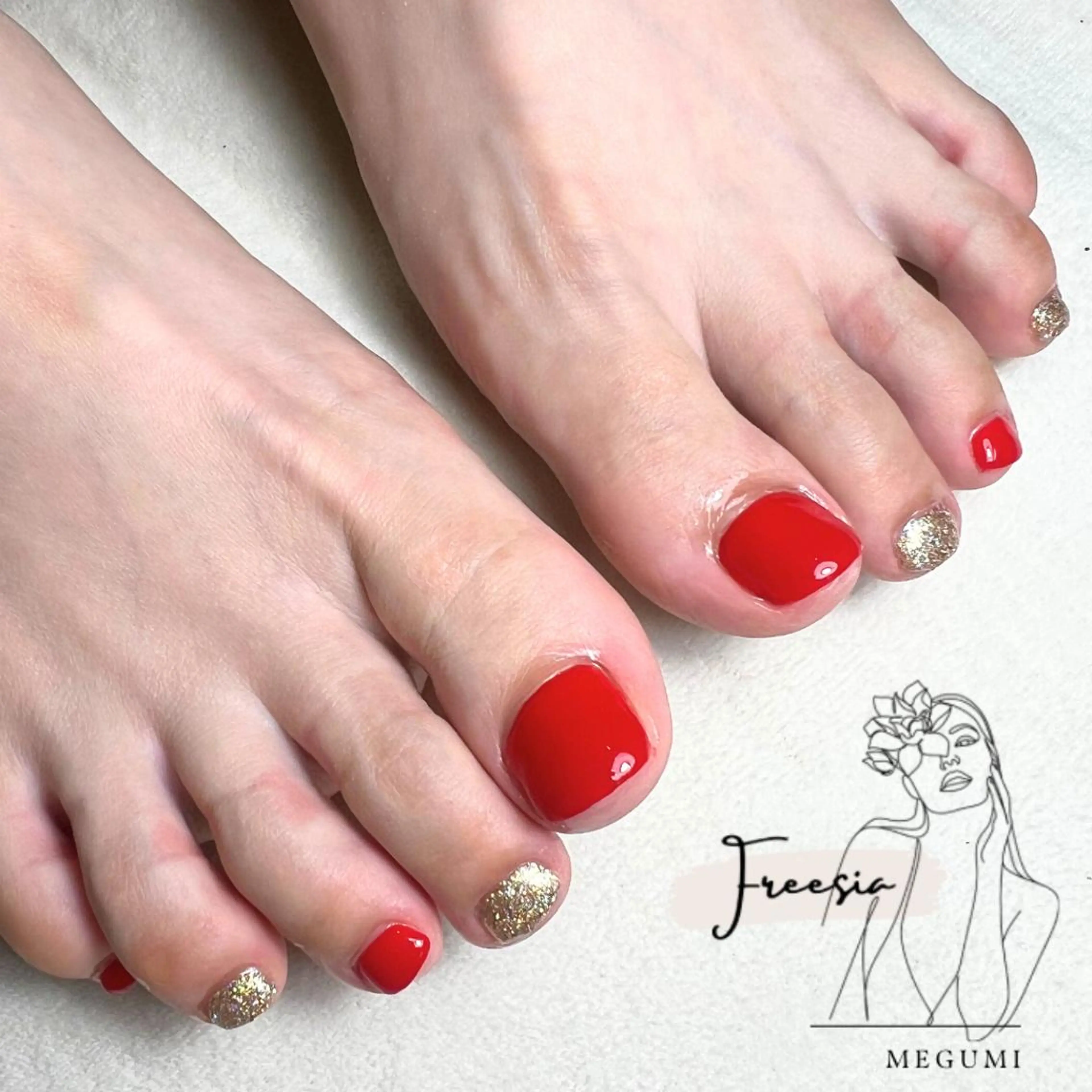 ネイル フットネイル 赤色 夏ネイル フットネイル New open✨ 井土ヶ谷店 Meguのネイルデザイン