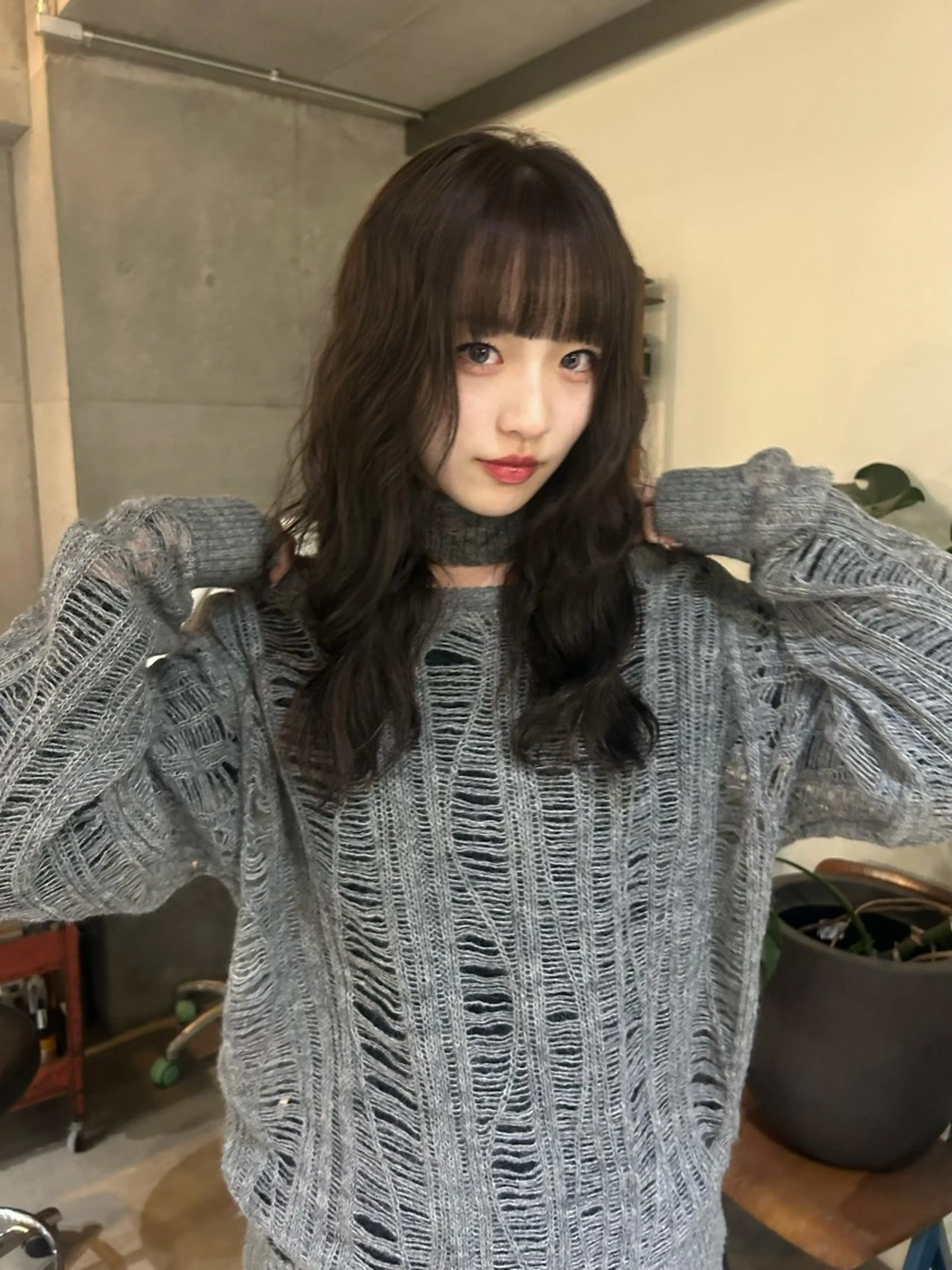 ロング カラー ブラウンカラー オリーブブラウン 韓国ボブ/レイヤー ボブ/ EMIRIのヘアスタイル