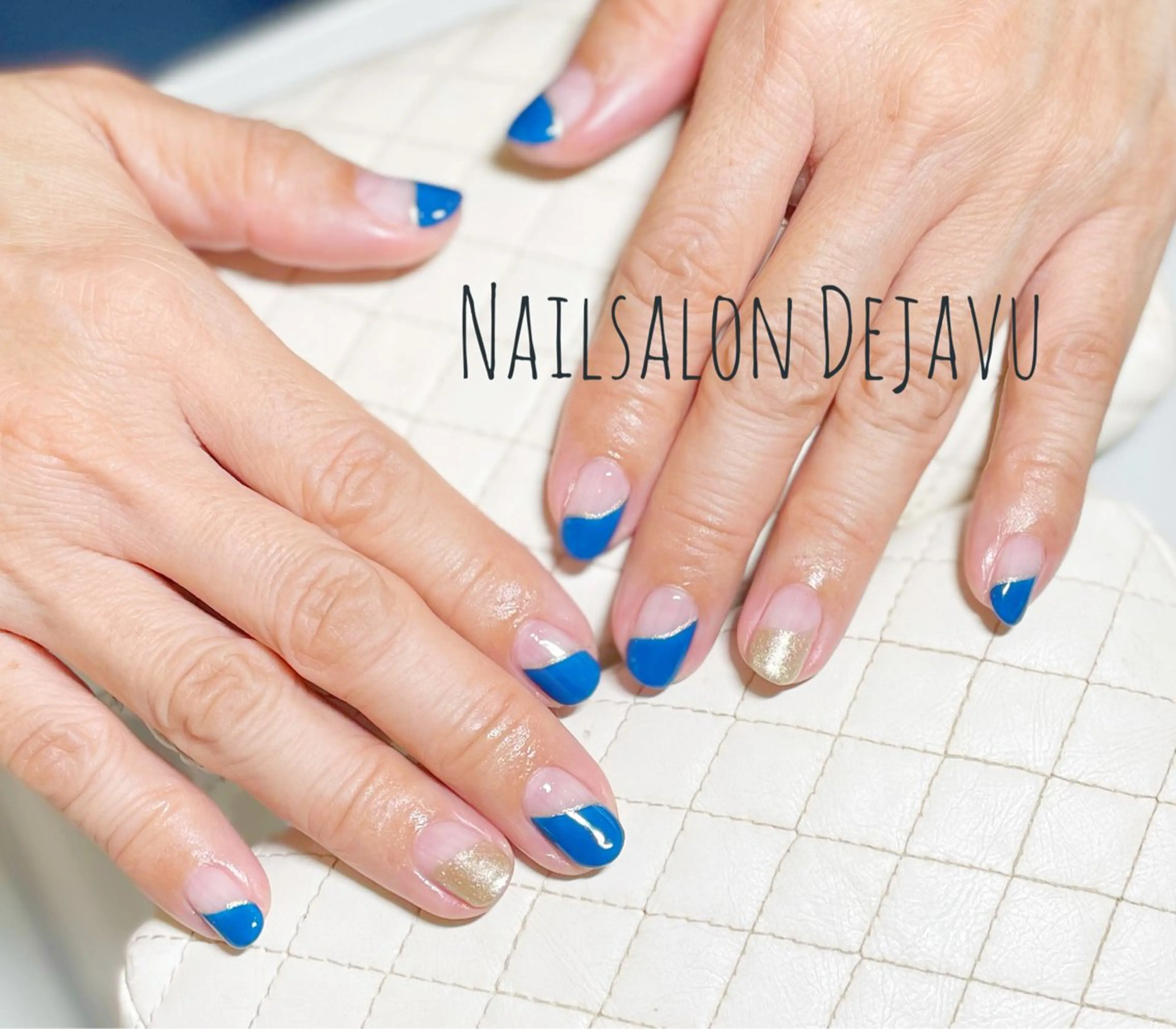 ネイル アートネイル フレンチネイル ジェルネイル ラメ(グリッター) ネイビー ハンドネイル Nail salon Dejavu 🌿のネイルデザイン