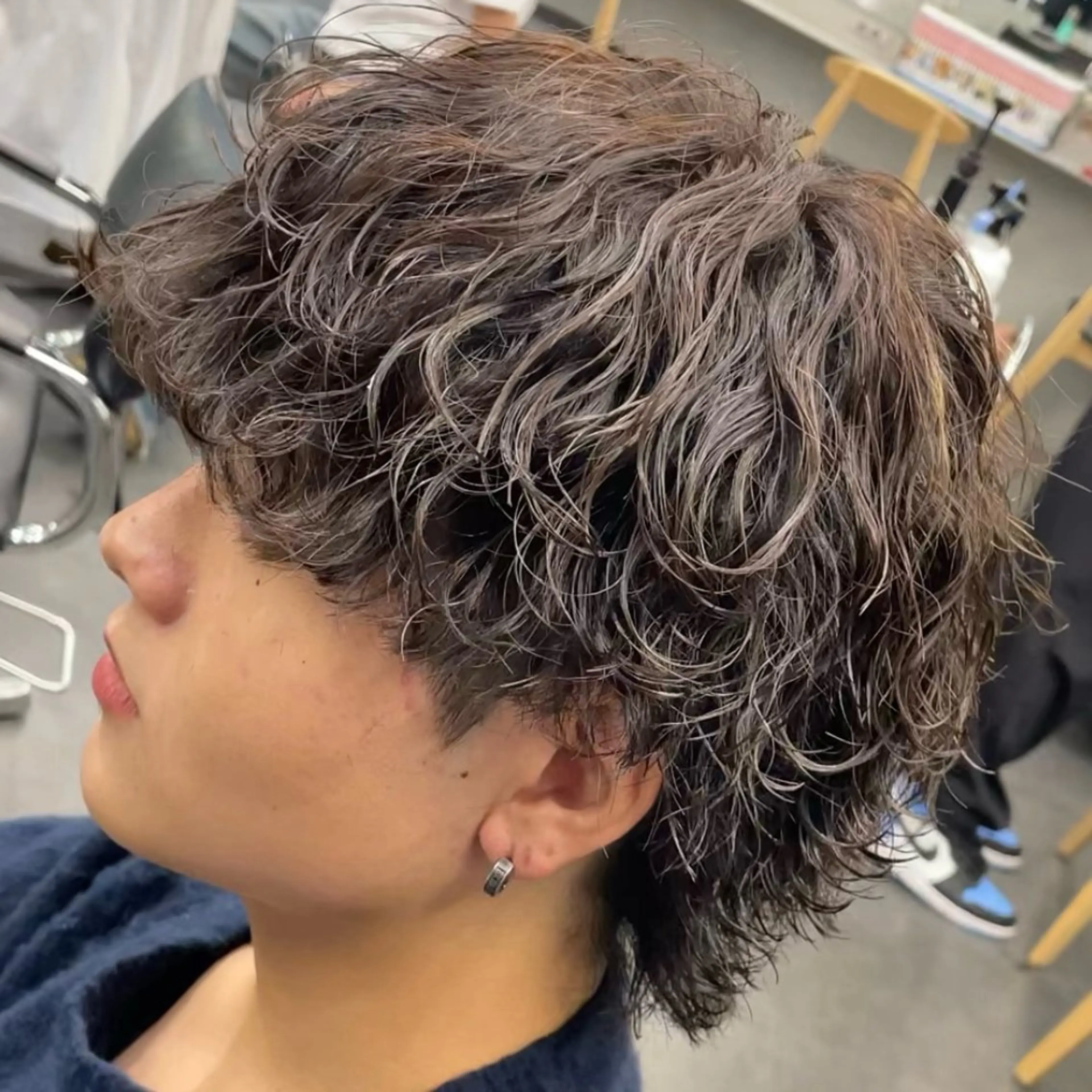 ミディアム パーマ ヘアアレンジ メンズ カット パーマ fifth 石川 凪のヘアスタイル