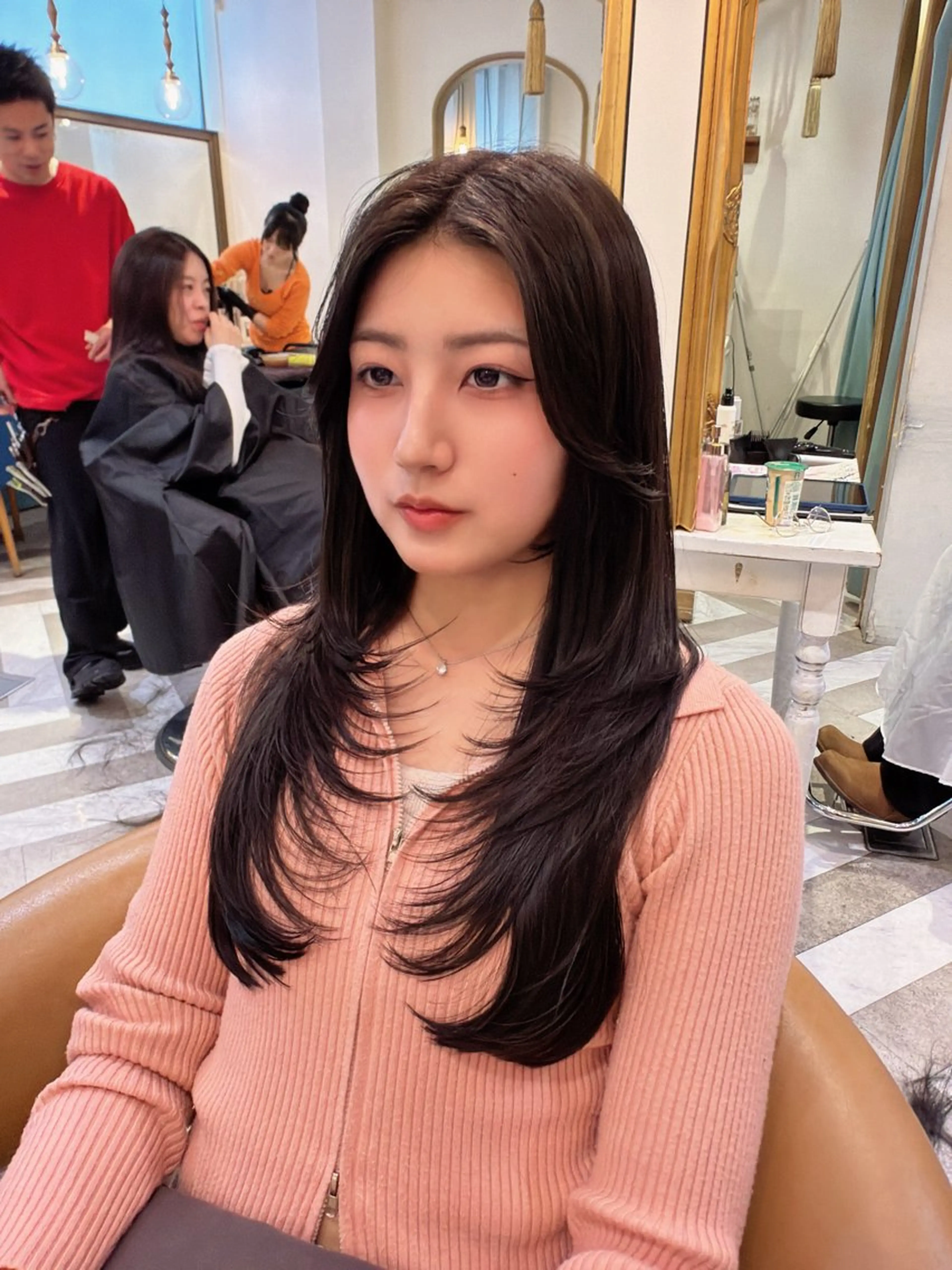 ロング カット ヘアカラー トリートメント ♥韓国レイヤー/透明 感カラー/目黒慎太郎のヘアスタイル