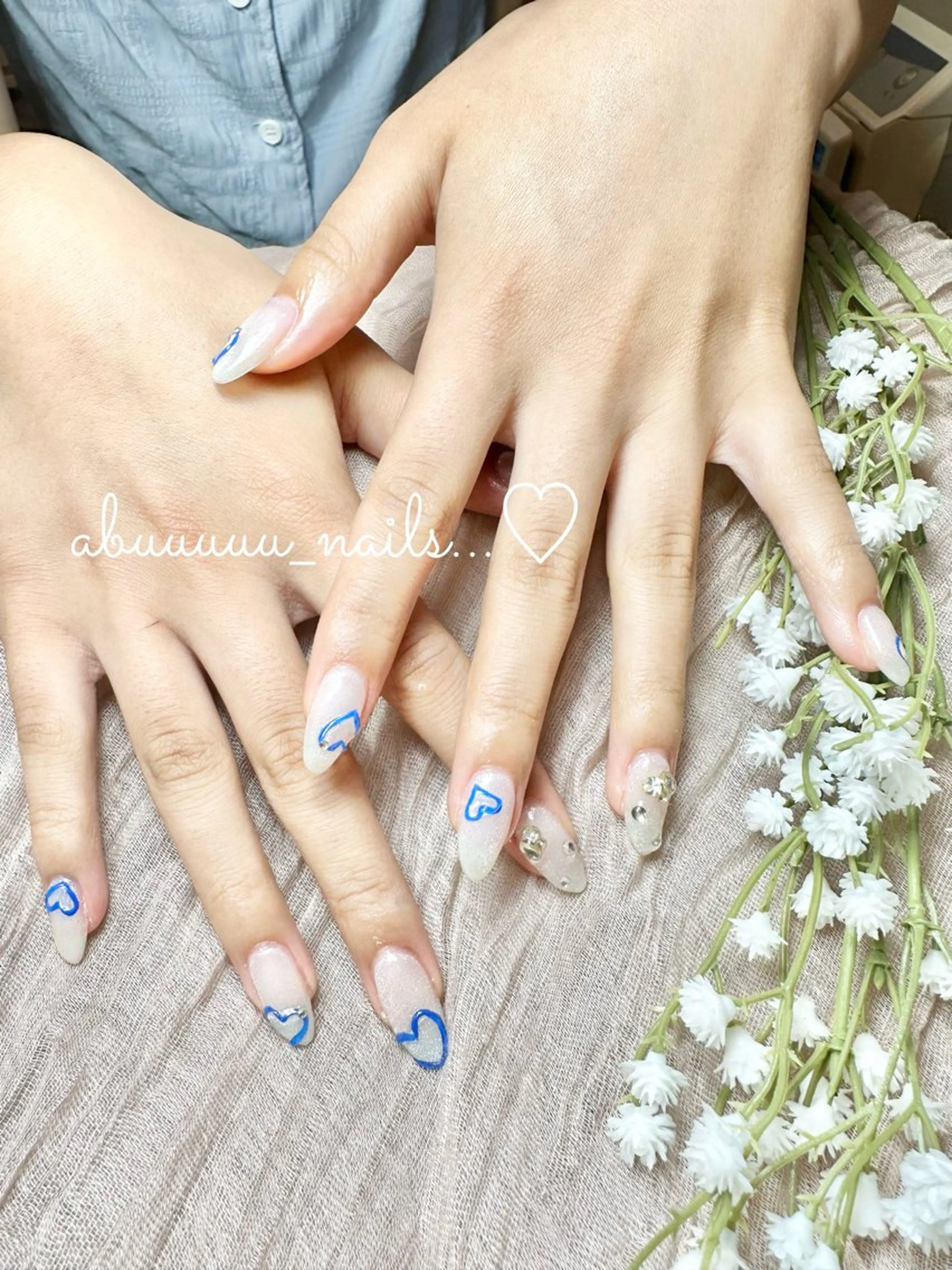 ネイル アートネイル クリアネイル ハート マグネットネイル ぷっくりネイル ハンドネイル abuuuuu nailsのネイルデザイン