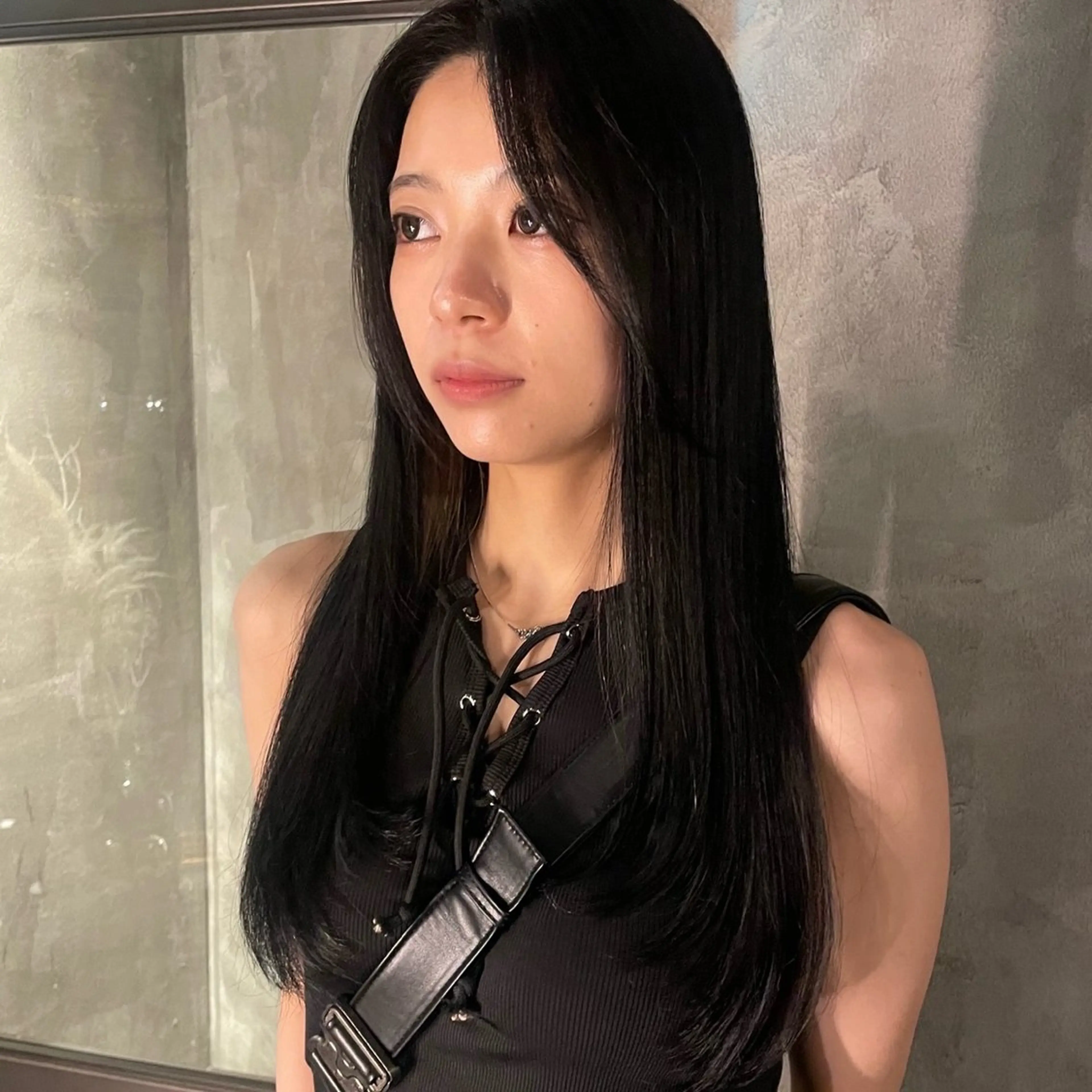 ロング パーマ 酸性ストレート ストレートパーマ 韓国レイヤー/暖色 カラー/KOTONEのヘアスタイル