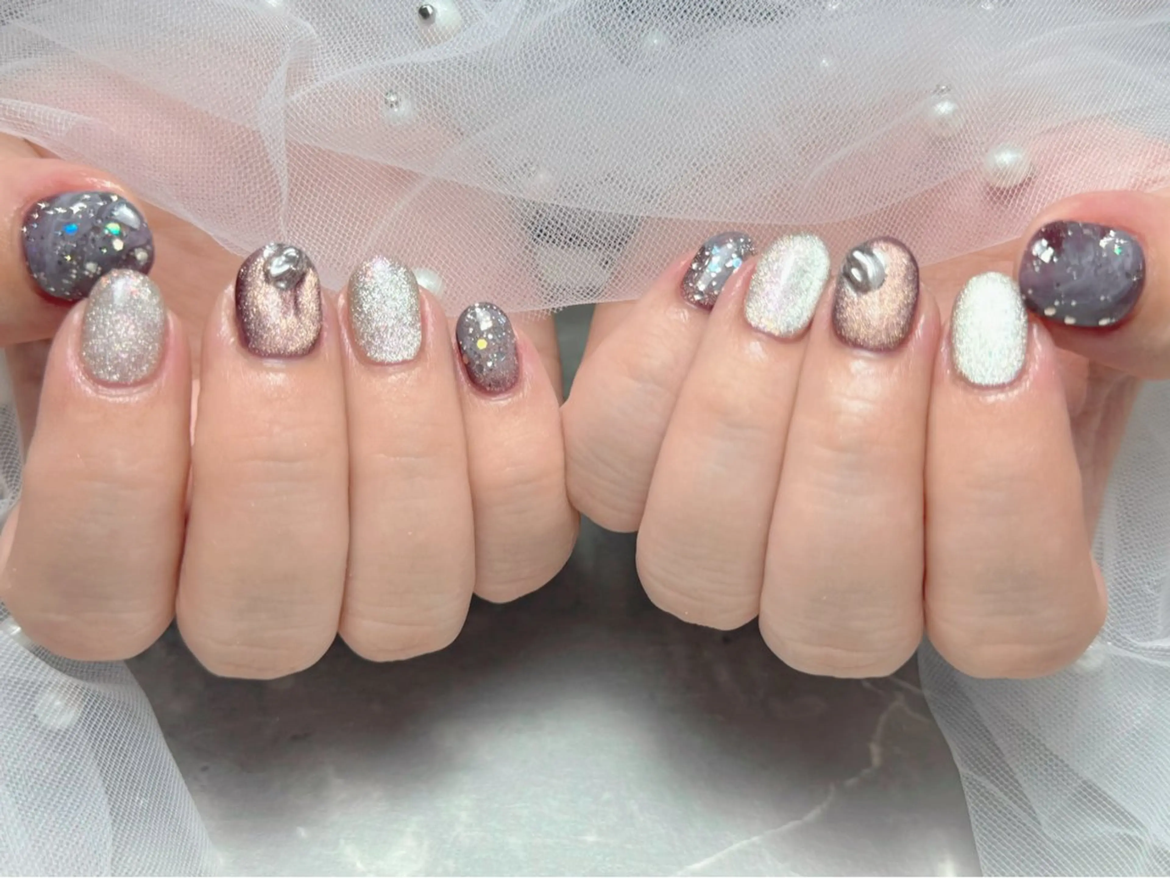 ネイル ハンドネイル マジック ミラーのネイルデザイン