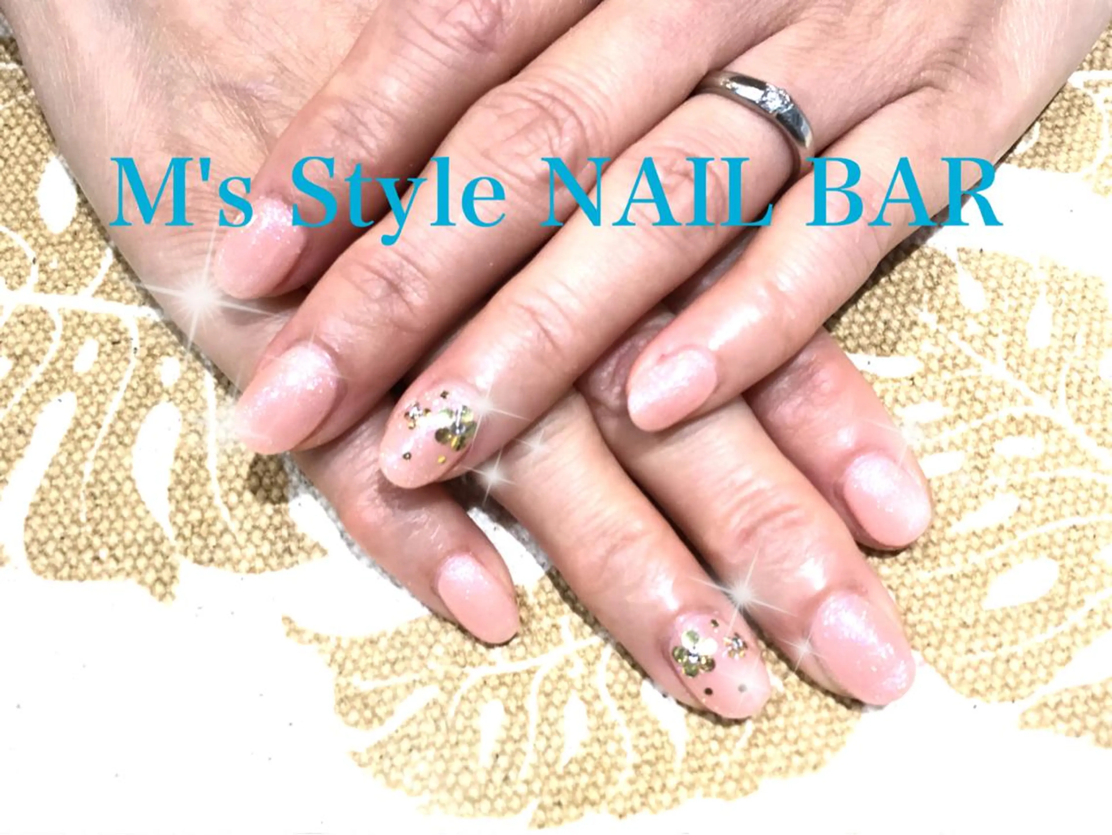 ネイル ゴールド ピンク 春ネイル ハンドネイル M's Style NAIL BARのネイルデザイン