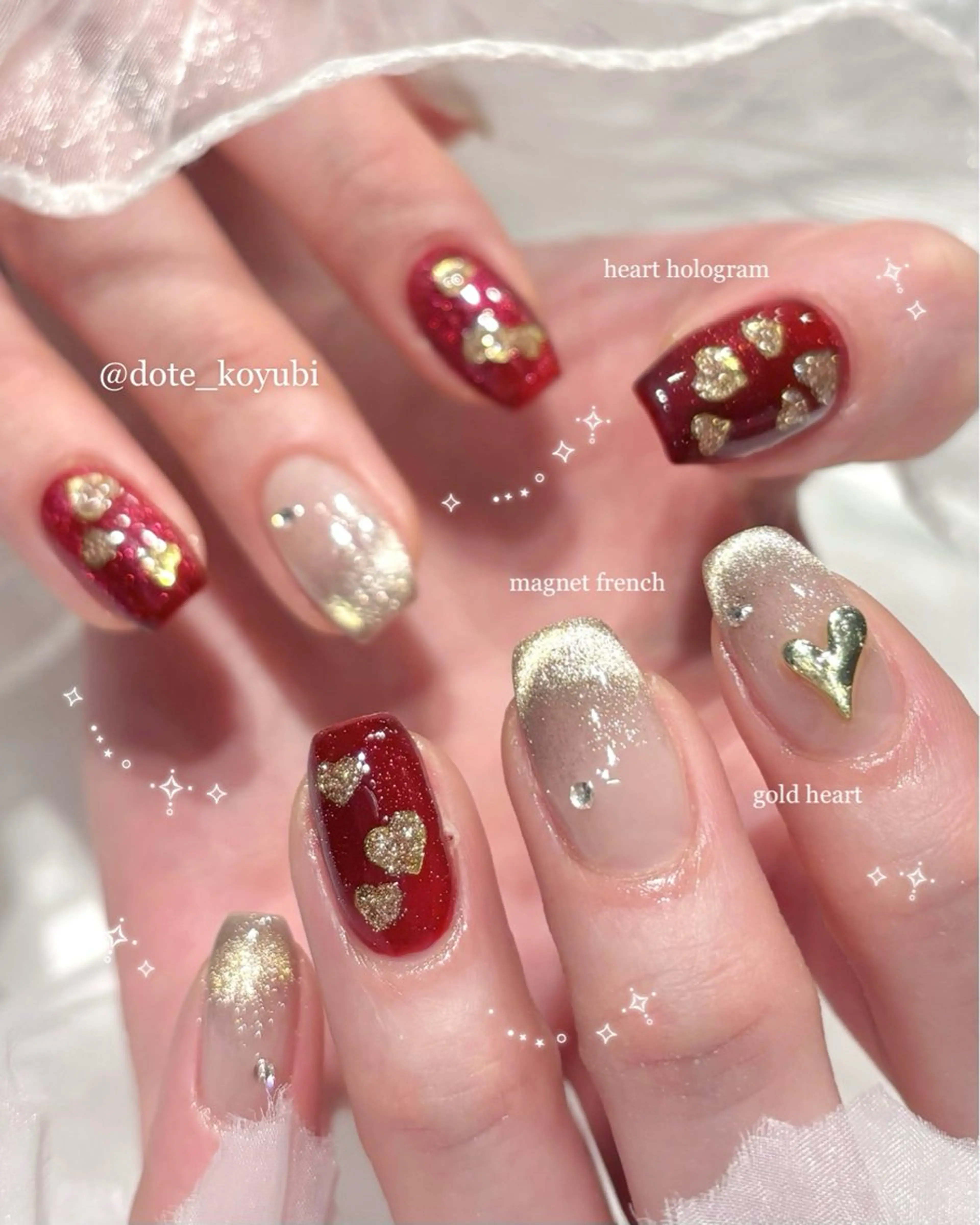 ネイル アートネイル ゴールド ゴージャス ハート ラメ(グリッター) ハンドネイル nail salon DOTE(ドート)のネイルデザイン