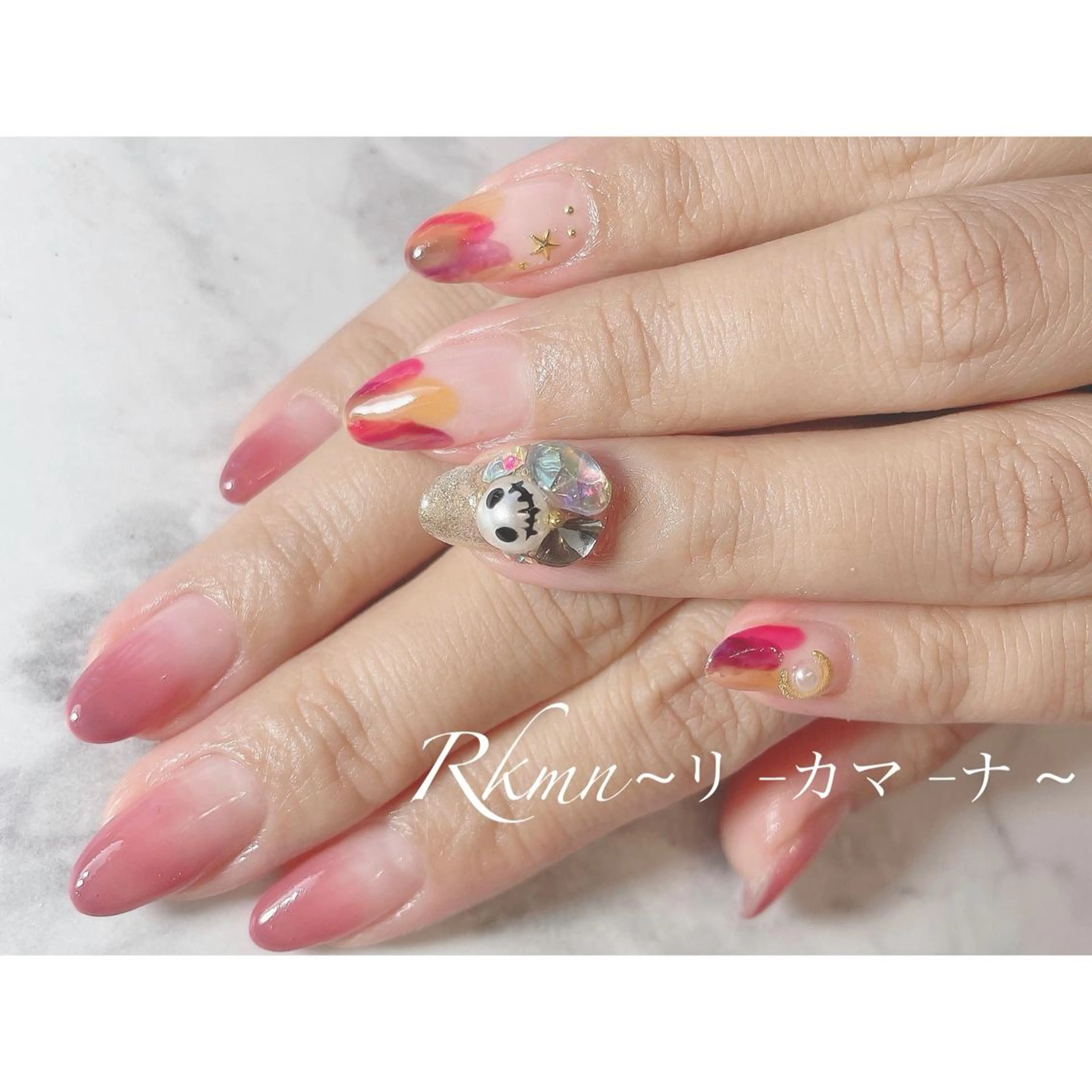 ネイル アートネイル グラデーション ハロウィン パープル 春ネイル ハンドネイル フットネイル ハンドケア Rkmn ~リ-カマ-ナ~のネイルデザイン
