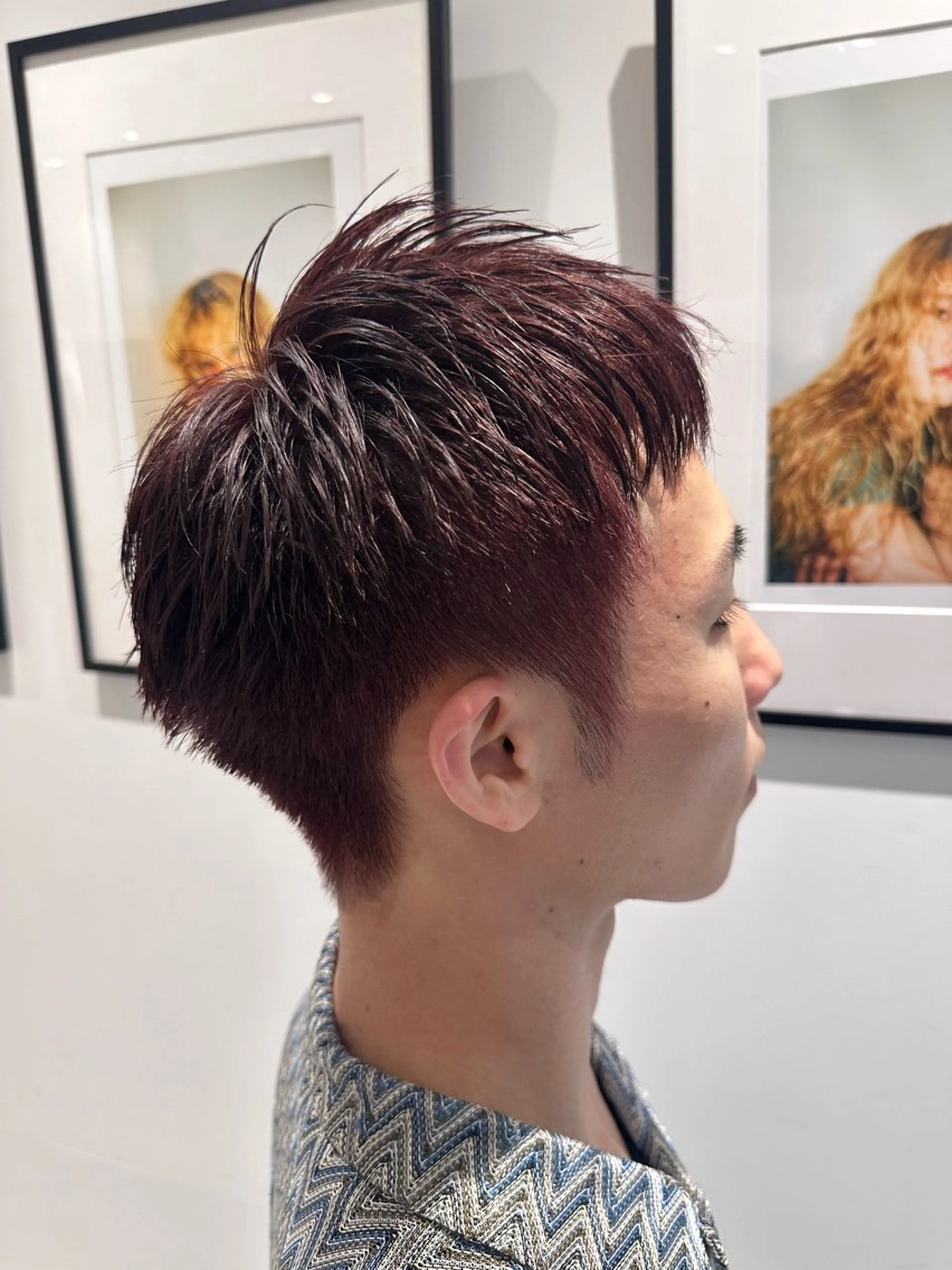カラー メンズ メンズブリーチ 黒髪 ブリーチ ブリーチなしカラー レッドカラー 井村 晃琉のヘアスタイル