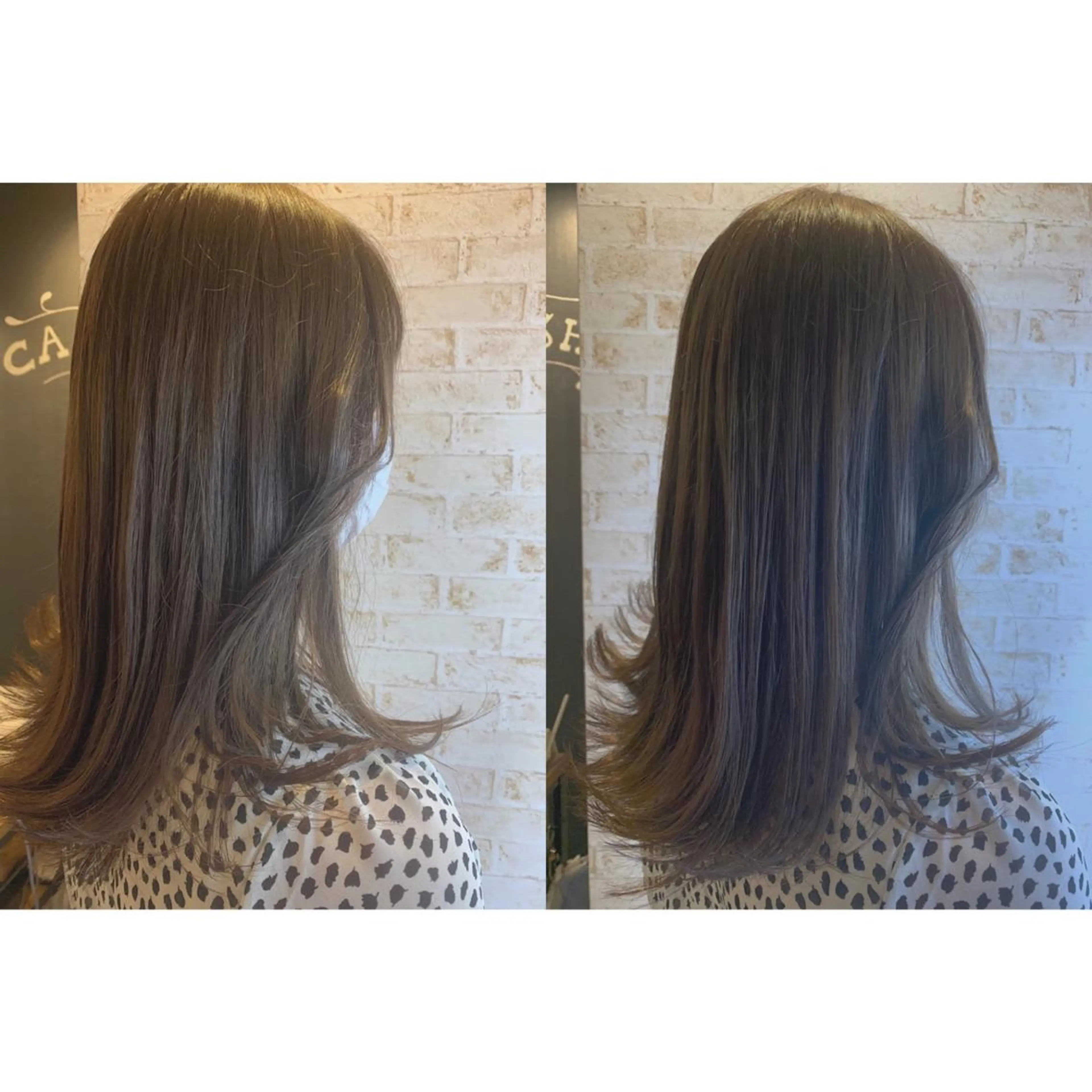 セミロング カラー ブリーチ ダブルカラー グレージュ ラベンダーカラー ラベンダーグレージュ ✨縮毛矯正✨髪質改善 ナカシマ ユミのヘアスタイル