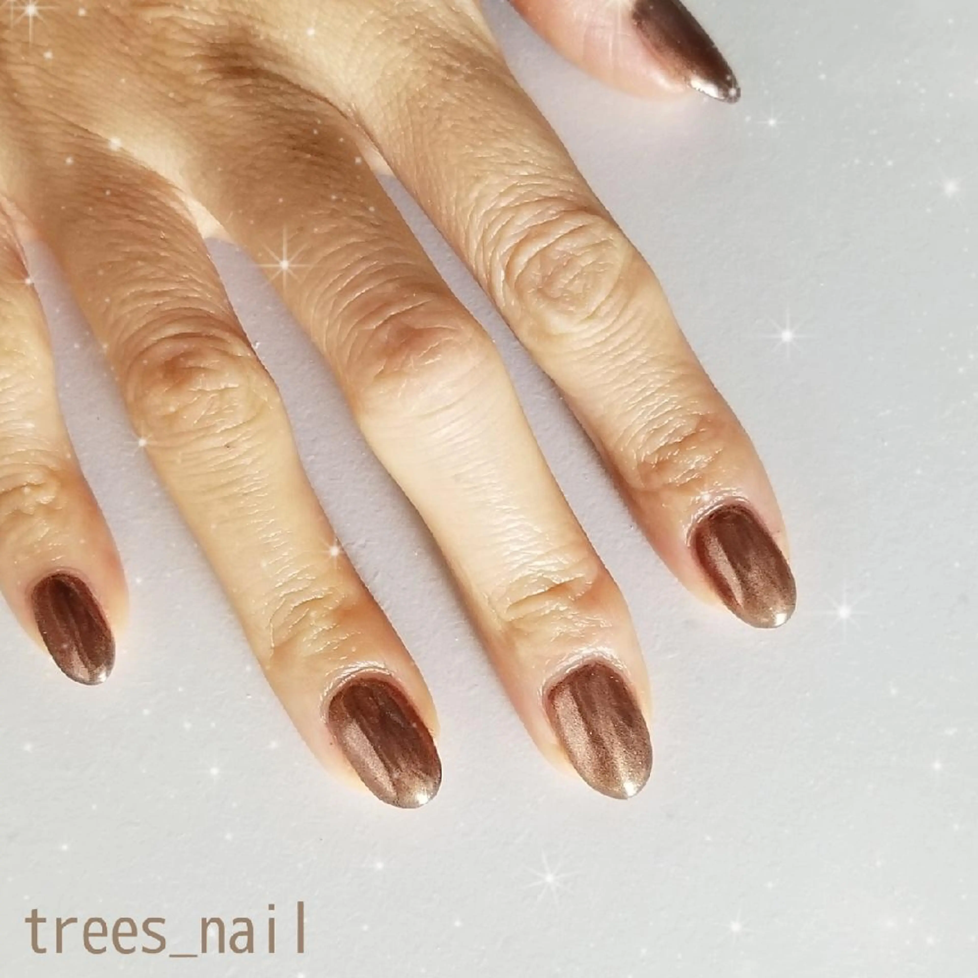 ネイル ブラウン ジェルネイル ミラーネイル ワンカラーネイル 冬ネイル ハンドネイル フットネイル trees_ nailのネイルデザイン