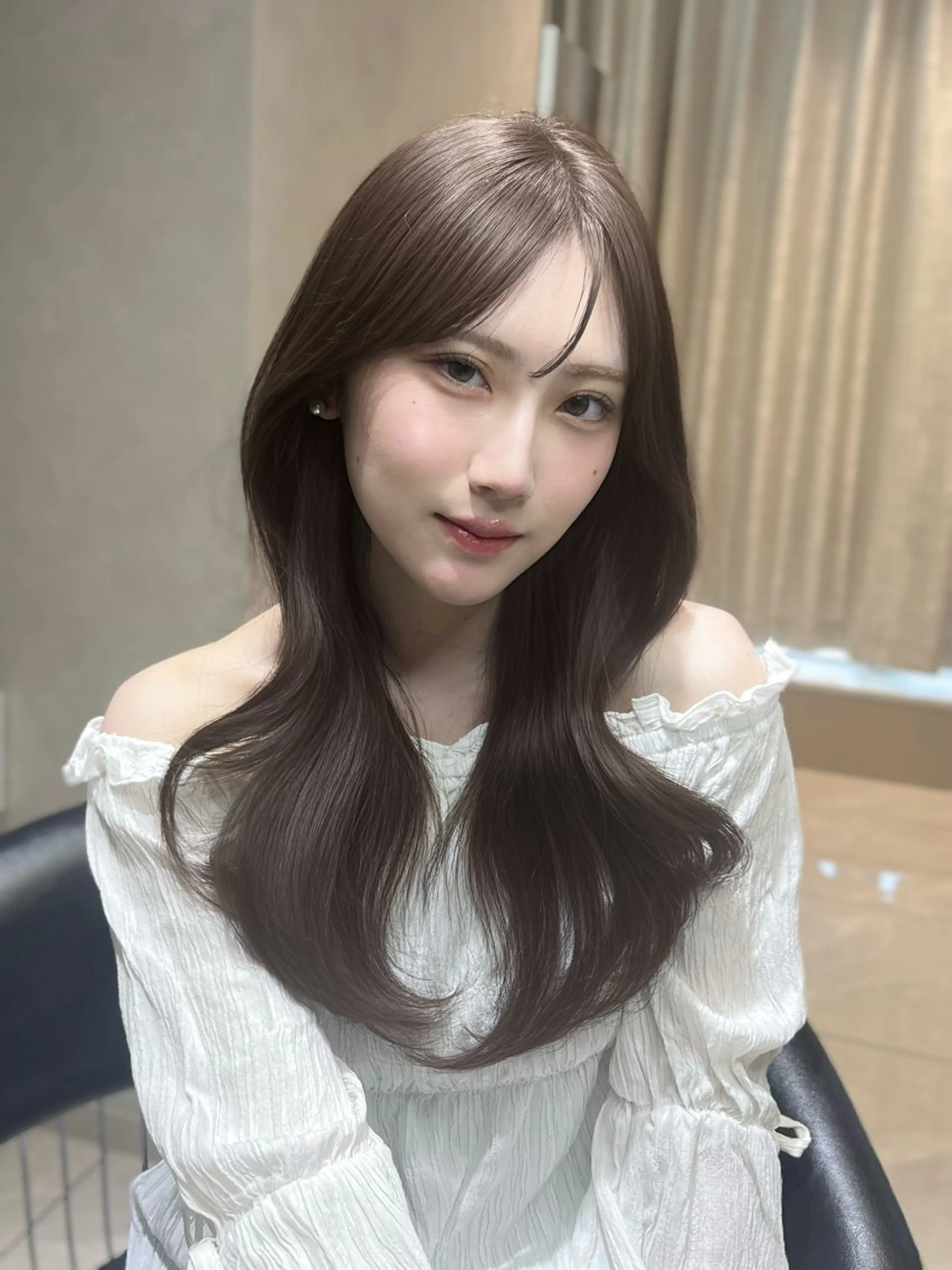 ロング カラー ベージュカラー ブラウンカラー ブラウンベージュ 韓国風ヘア レイヤーカット カット ヘアカラー トリートメント 韓国レイヤー×モテ髪 /MITSUKI🤍のヘアスタイル