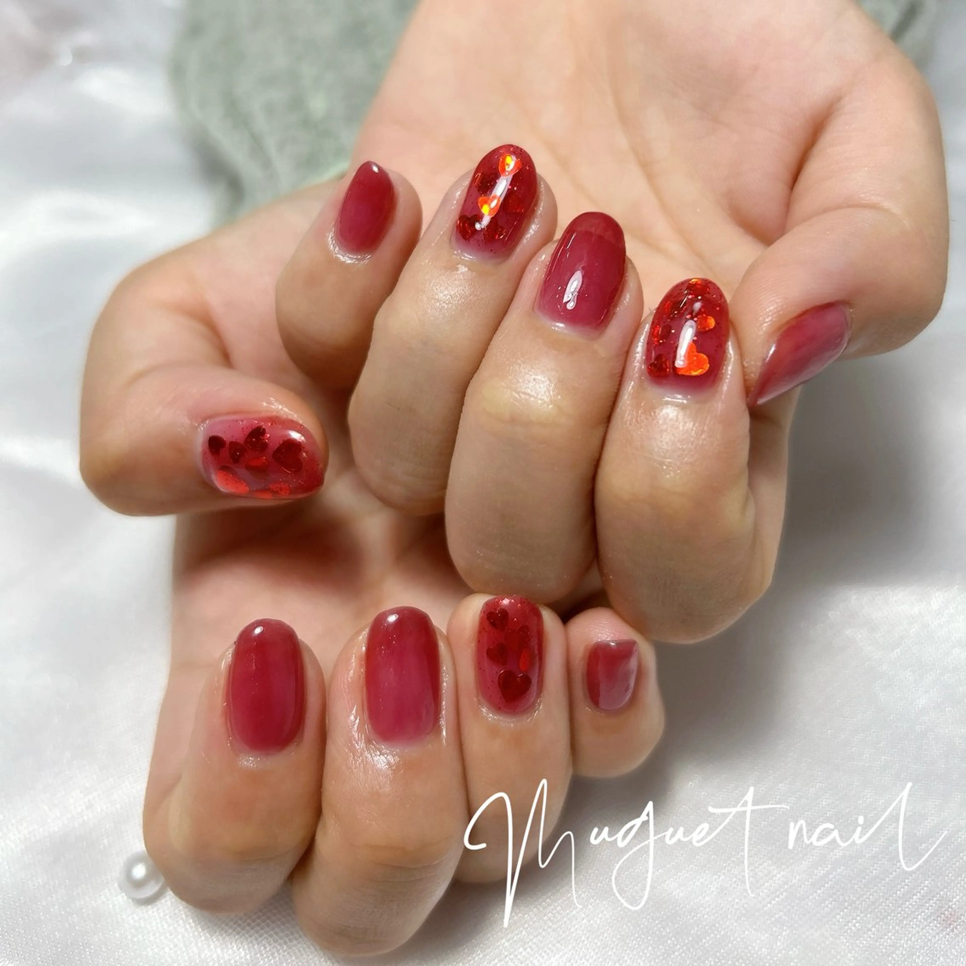 ネイル ハート ワンカラーネイル Haru .mのネイルデザイン