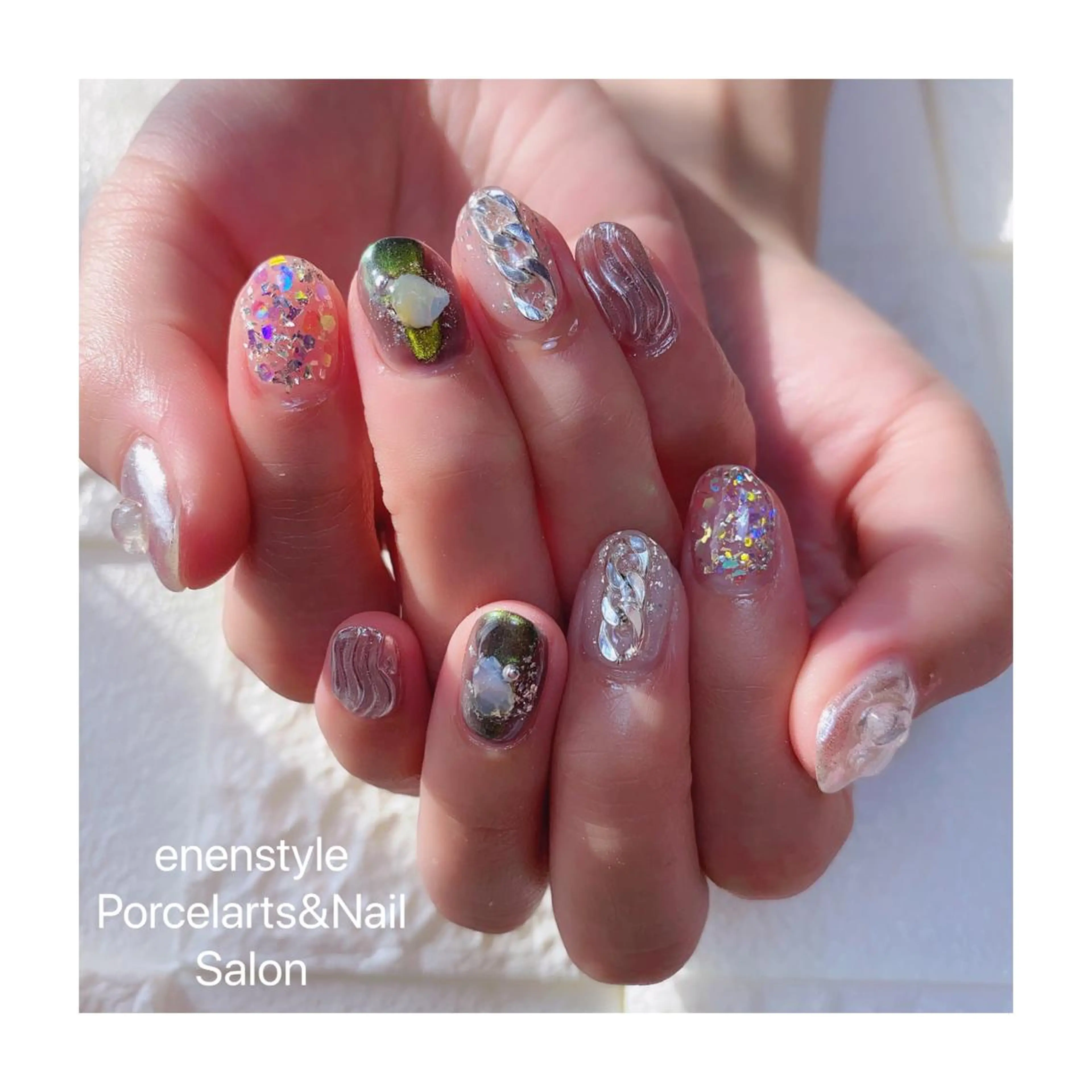 ショート ネイル ハンドネイル 👑enen style👑のネイルデザイン