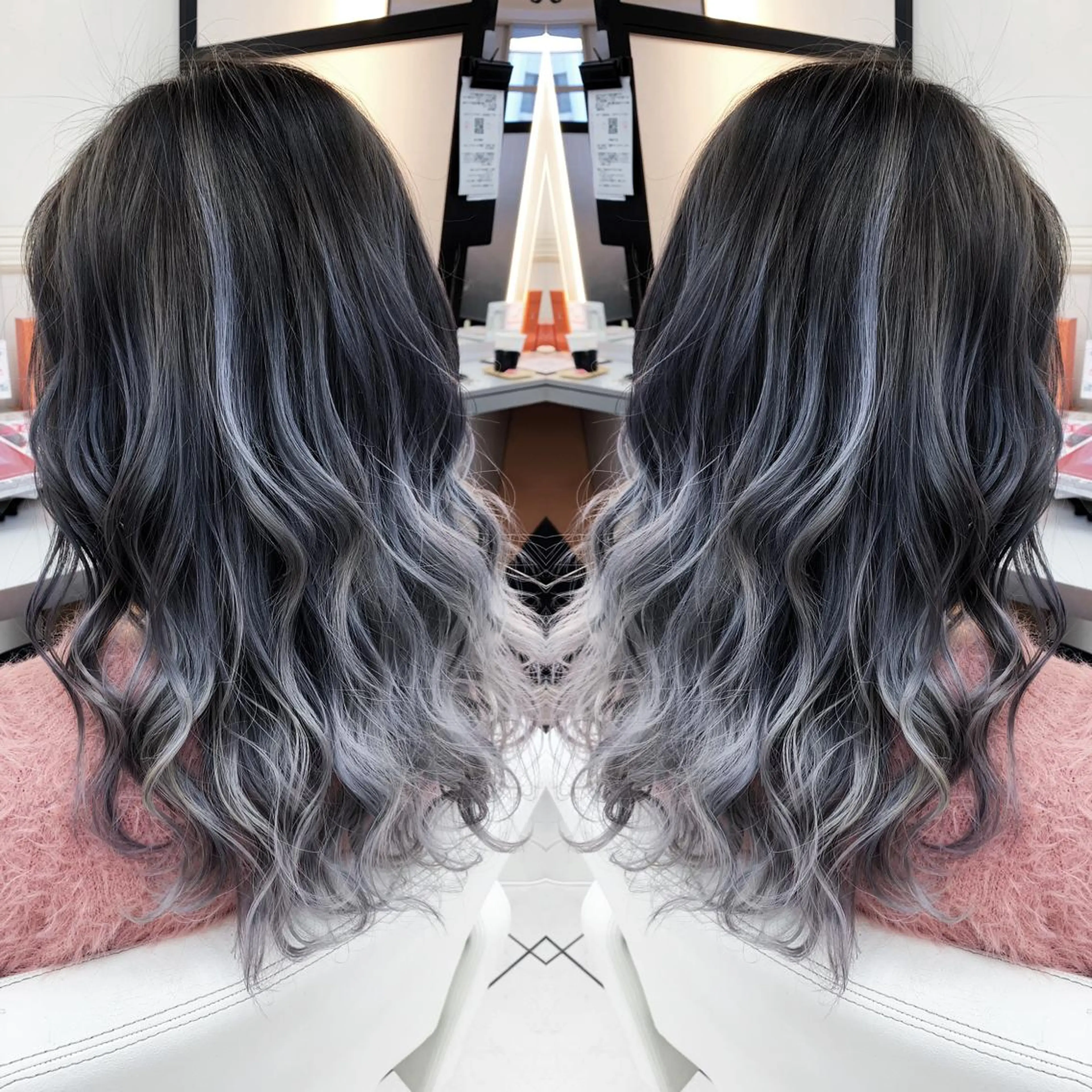 ロング カラー バレイヤージュ レイヤーカット カット ヘアカラー ブリーチ/バレイヤ ージュ川端裕司のヘアスタイル
