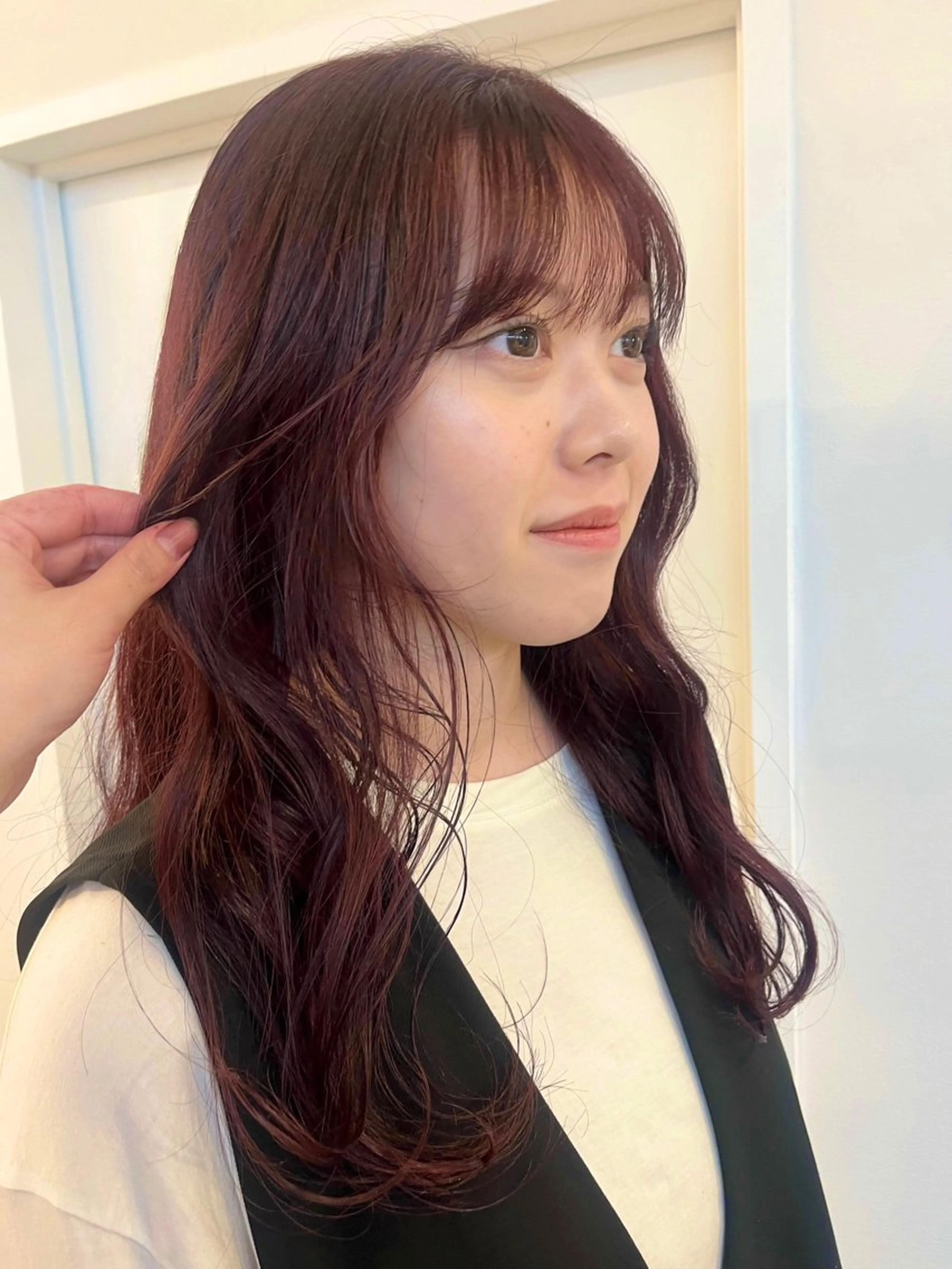 ロング カラー ブリーチ ブリーチなしカラー レッドカラー レイヤーカット/韓国 ヘア/ honokaのヘアスタイル