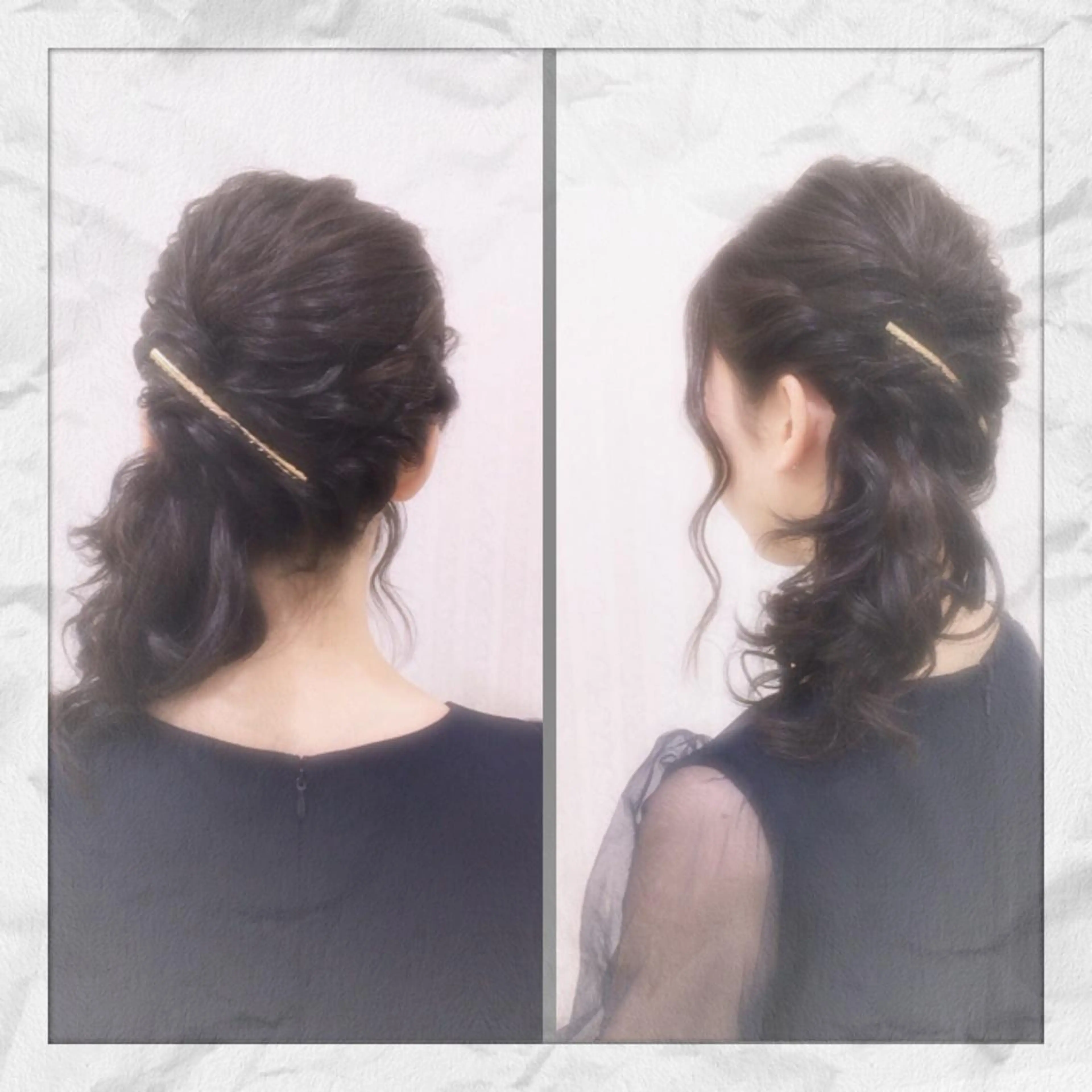 セミロング ヘアアレンジ 結婚式・ブライダル ヘアセット ヘアセット/着付け 𓇼 松本 夏美𓇼のヘアスタイル