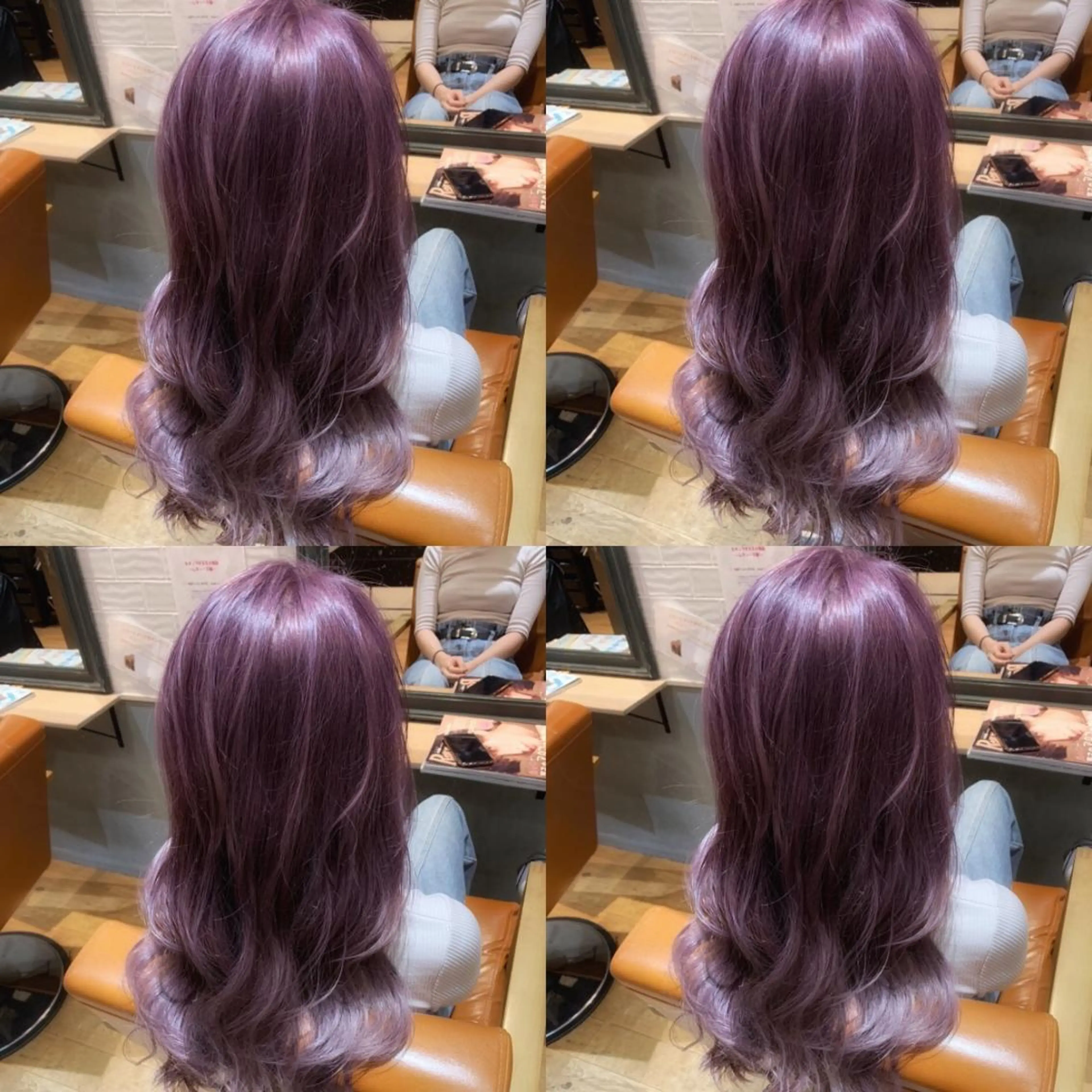 セミロング ピンクラベンダー ✨縮毛矯正✖︎顔周り レイヤー✨ナカムラのヘアスタイル