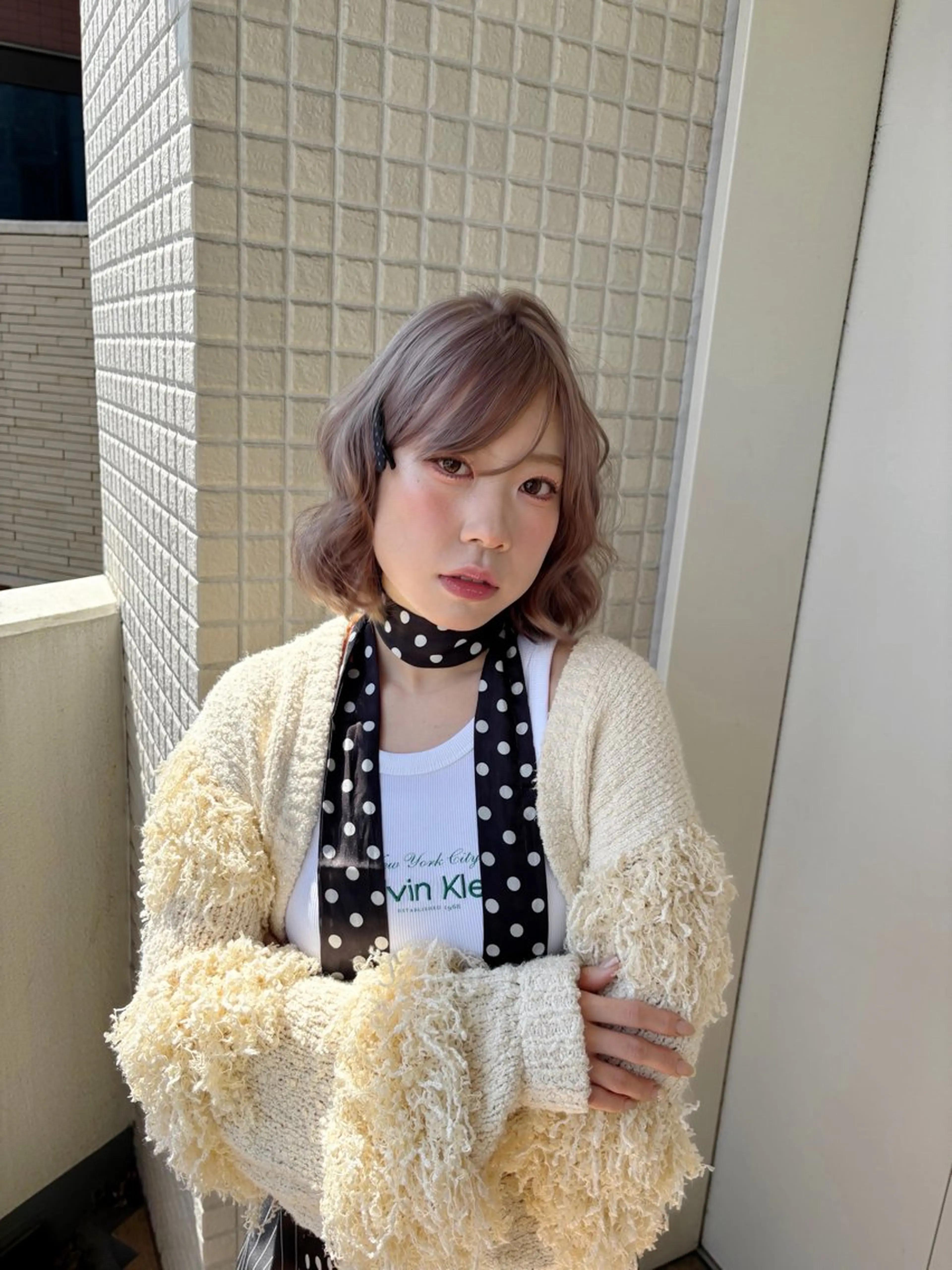 ミディアム カラー ベージュカラー ブリーチ ラベンダーカラー ラベンダーベージュ ヘアカラー エクステ/ハイトーン 🐏☁️miminaのヘアスタイル
