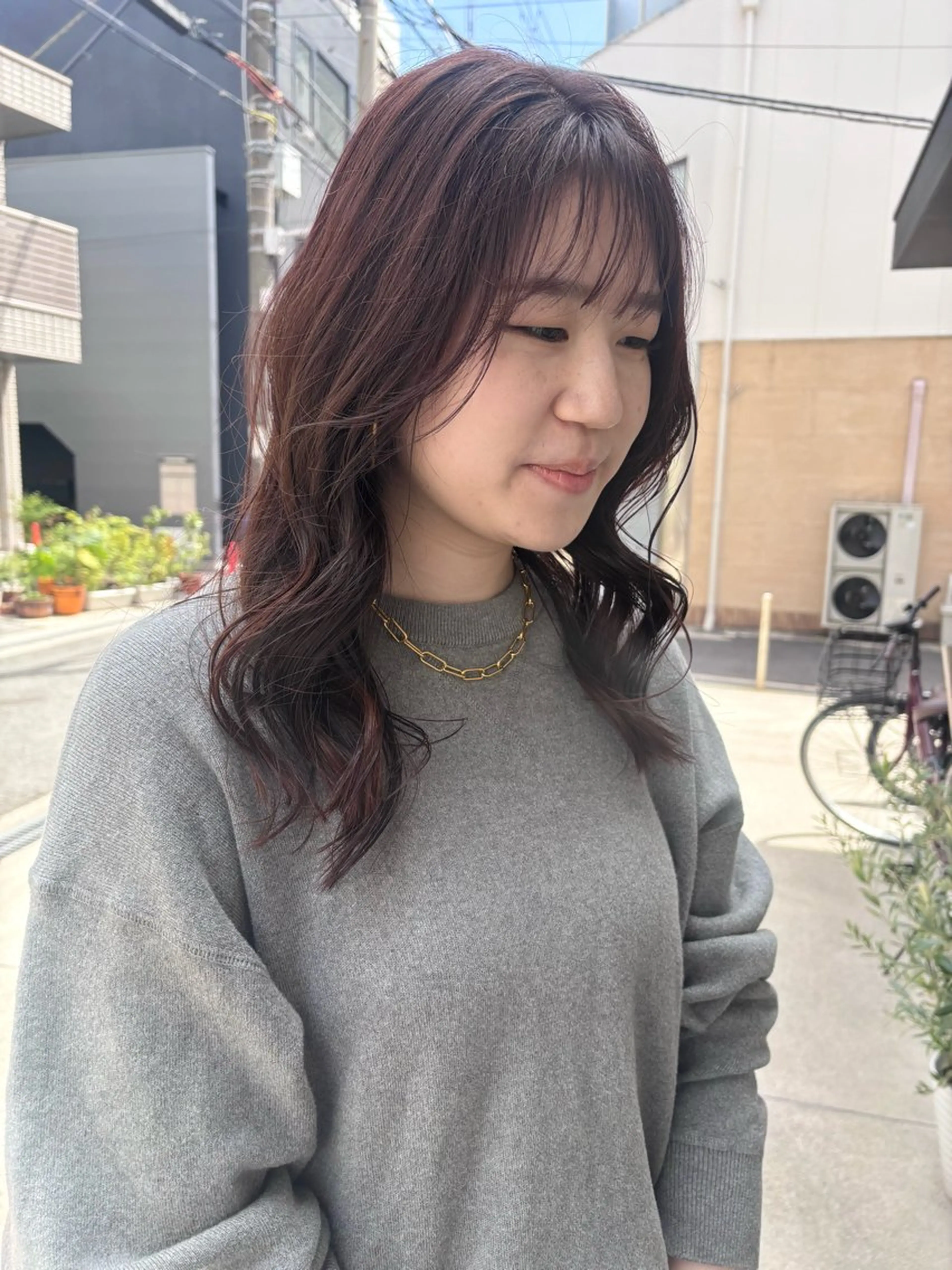 ミディアム カラー カット ヘアカラー トリートメント en,ボブ/レイヤー パーマ/透明感カラーのヘアスタイル