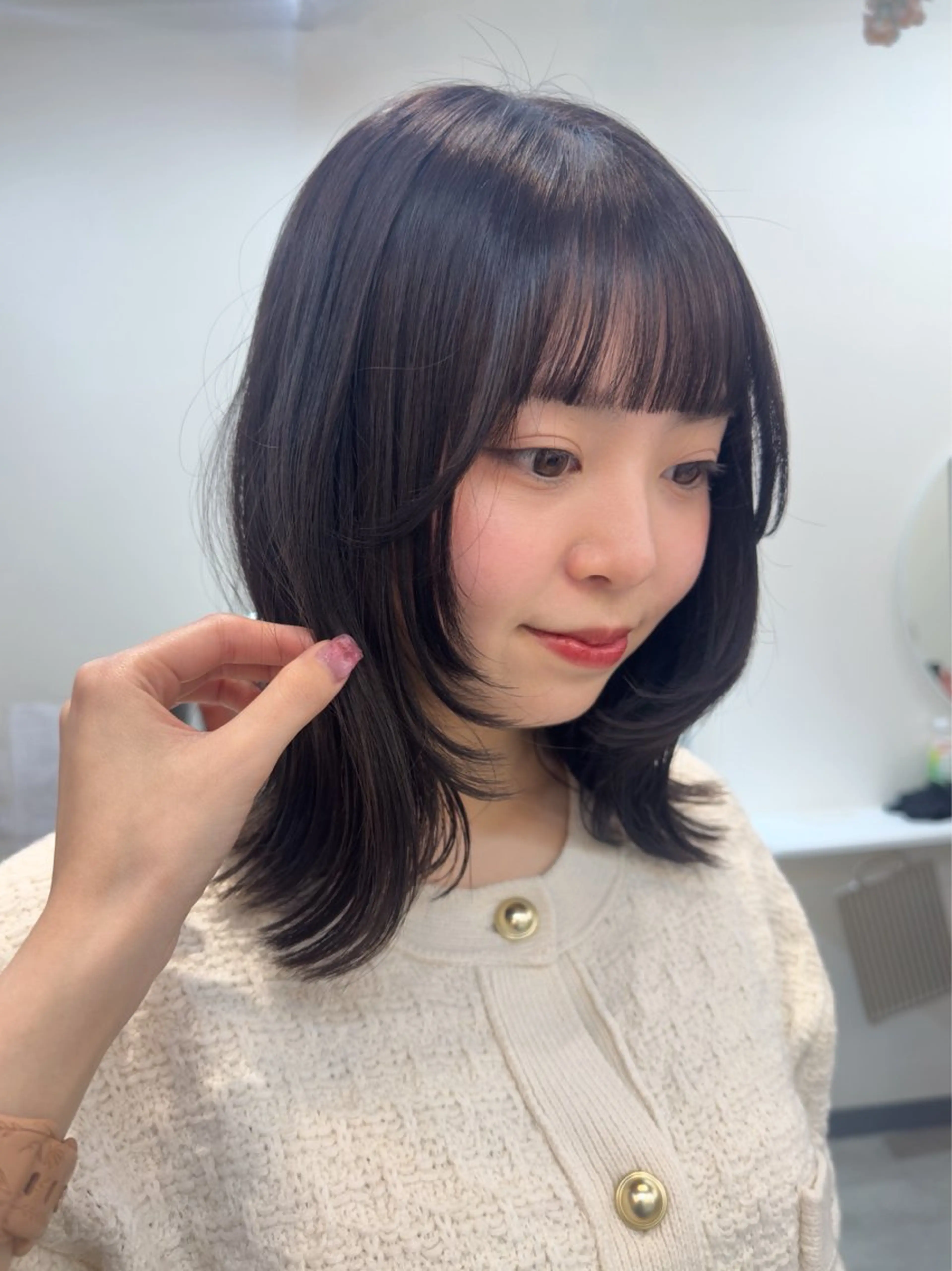 ミディアム カラー ボブレイヤー ボブ レイヤーカット レイヤー/顔周り /いいぬまみかのヘアスタイル