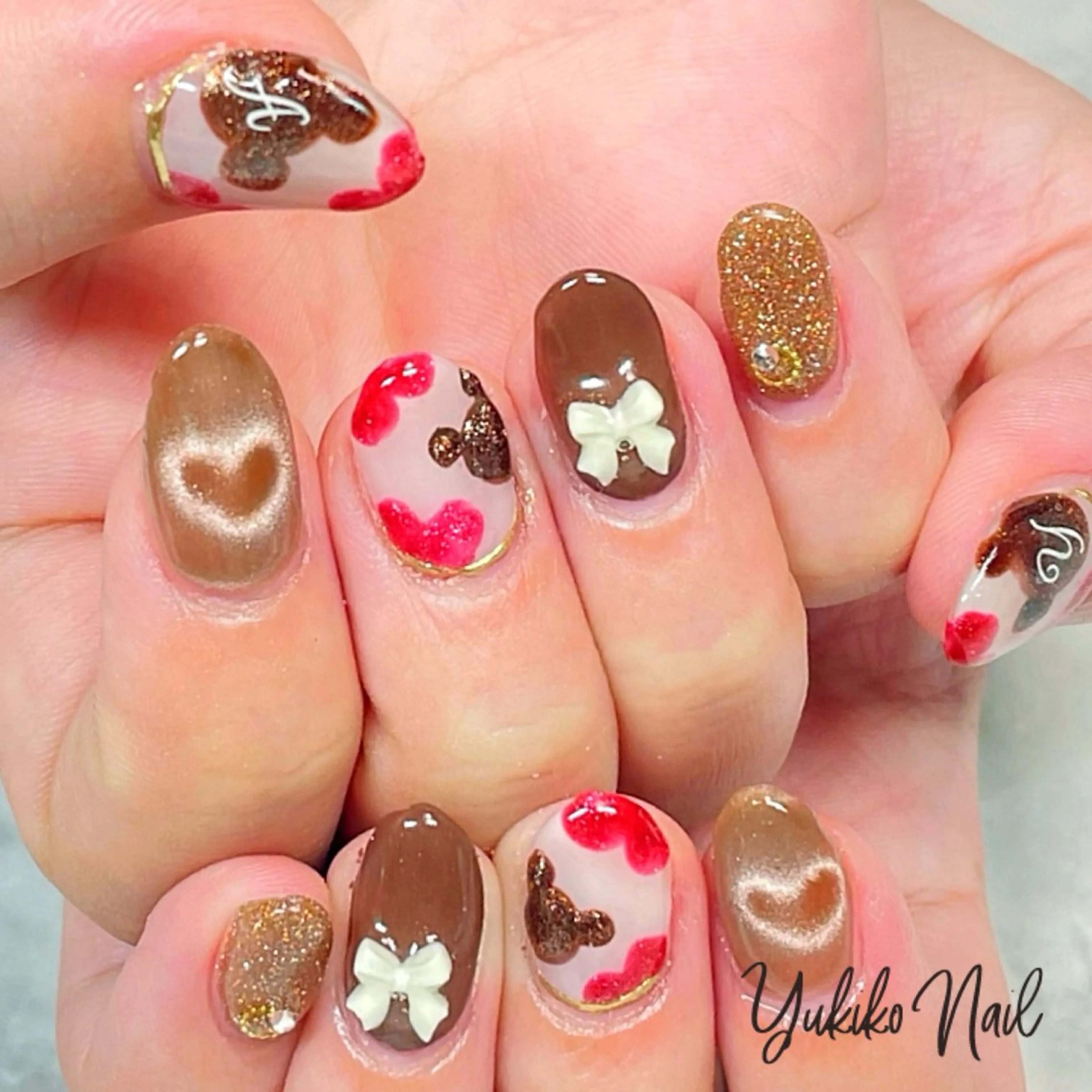 ネイル ハート マグネットネイル ハンドネイル ユキコ ネイルのネイルデザイン