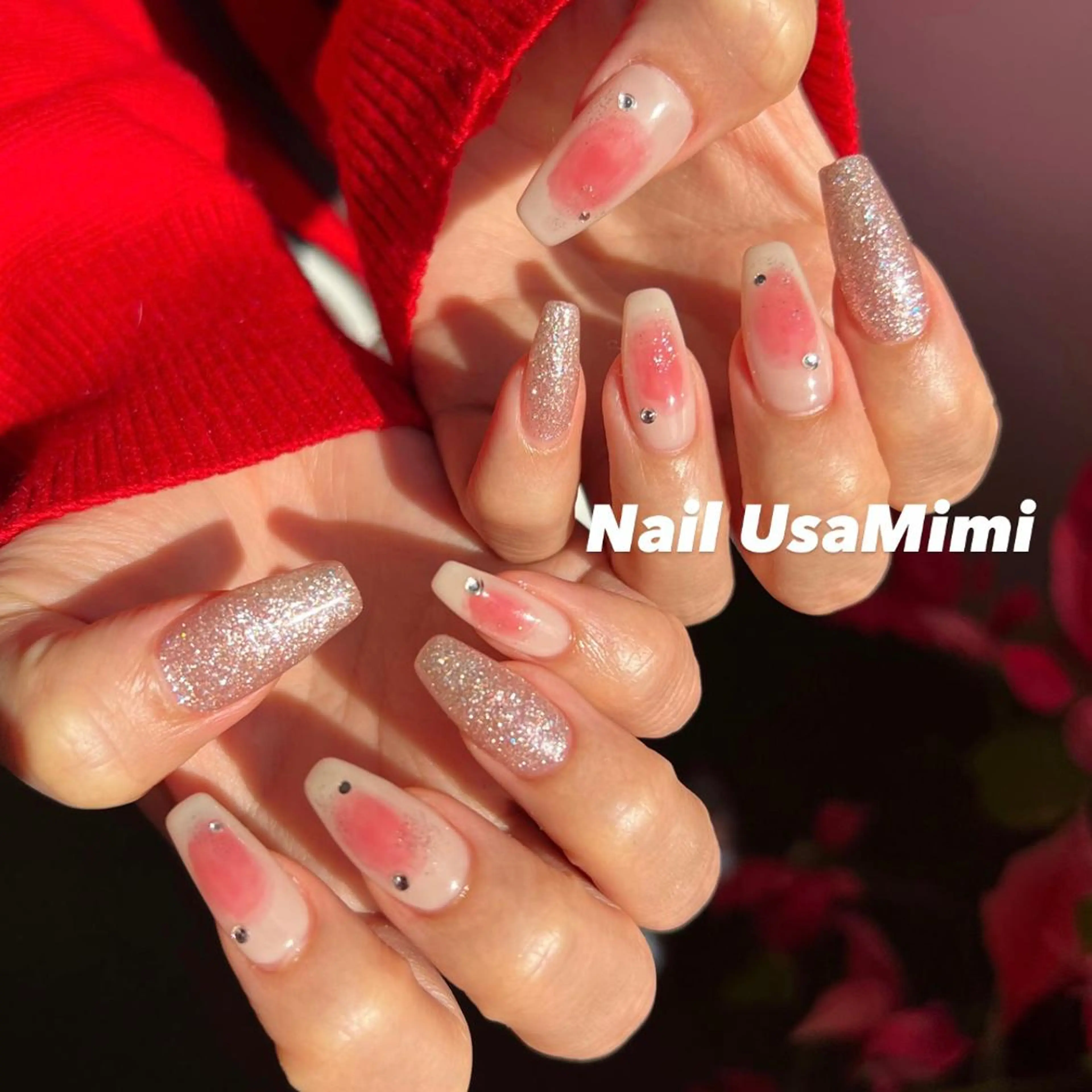 ネイル フットネイル ジェルネイル キラキラネイル マグネットネイル 持ち込み 本町ネイルNail UsaMimiのネイルデザイン
