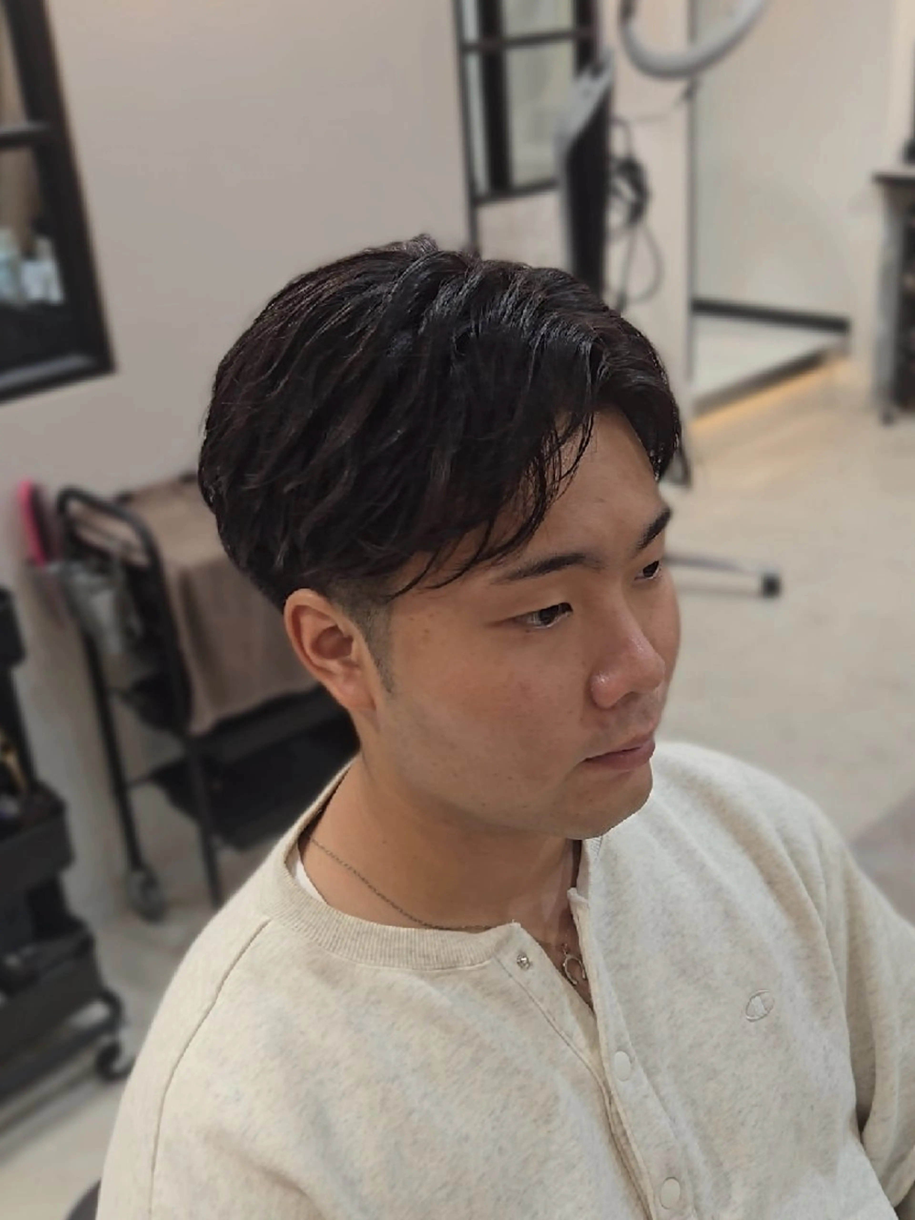 メンズ ショート センターパート フェザーパーマ メンズパーマ カット ヘアセット LEN名古屋/パーマ 海外ヘア/メンズ特化のヘアスタイル
