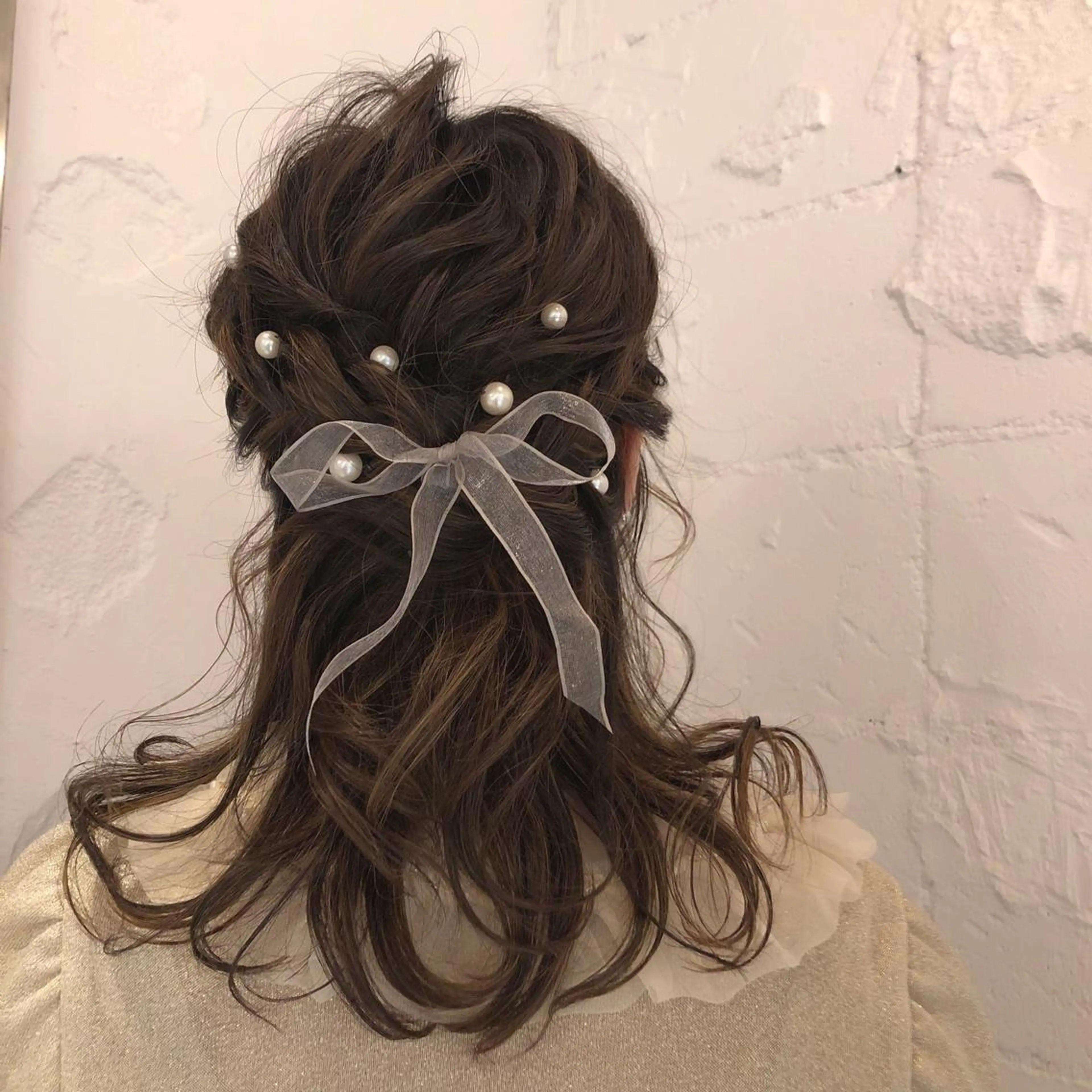 セミロング ヘアアレンジ ハーフアップ ORIKA 美容室のヘアスタイル