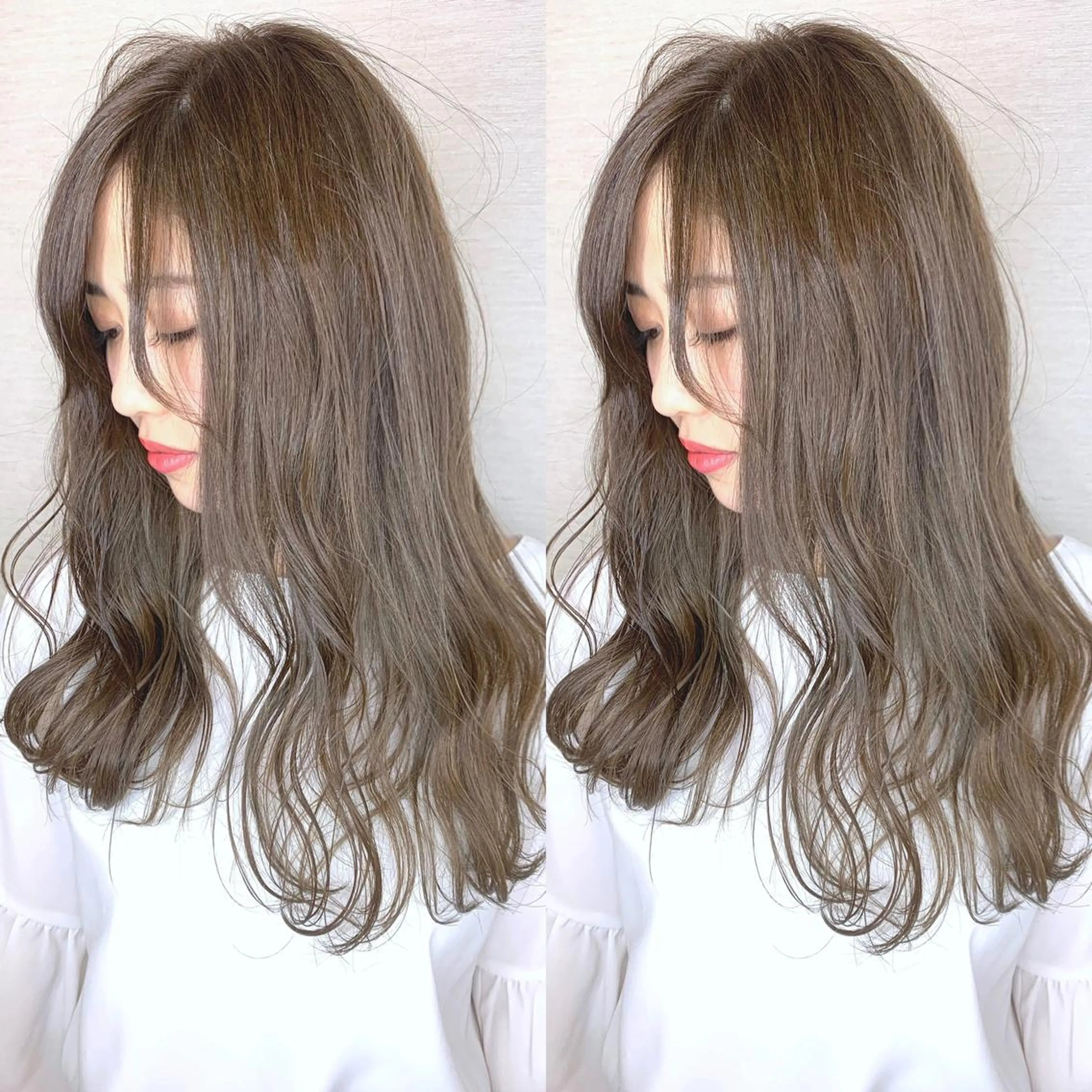 ロング カラー 韓国レイヤーカット/ ダブルカラーのヘアスタイル