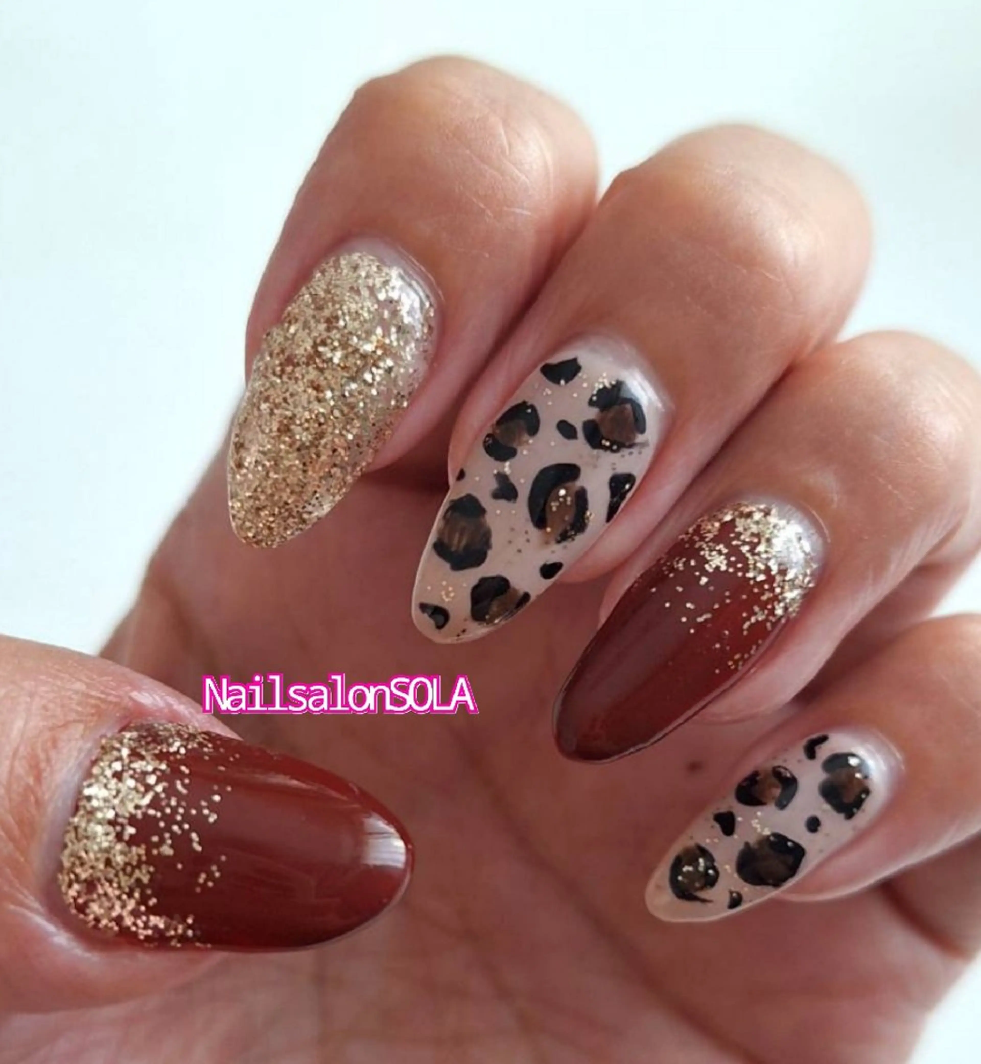 ネイル アニマル柄 ボルドー オフィスネイル 田代 夏子のネイルデザイン
