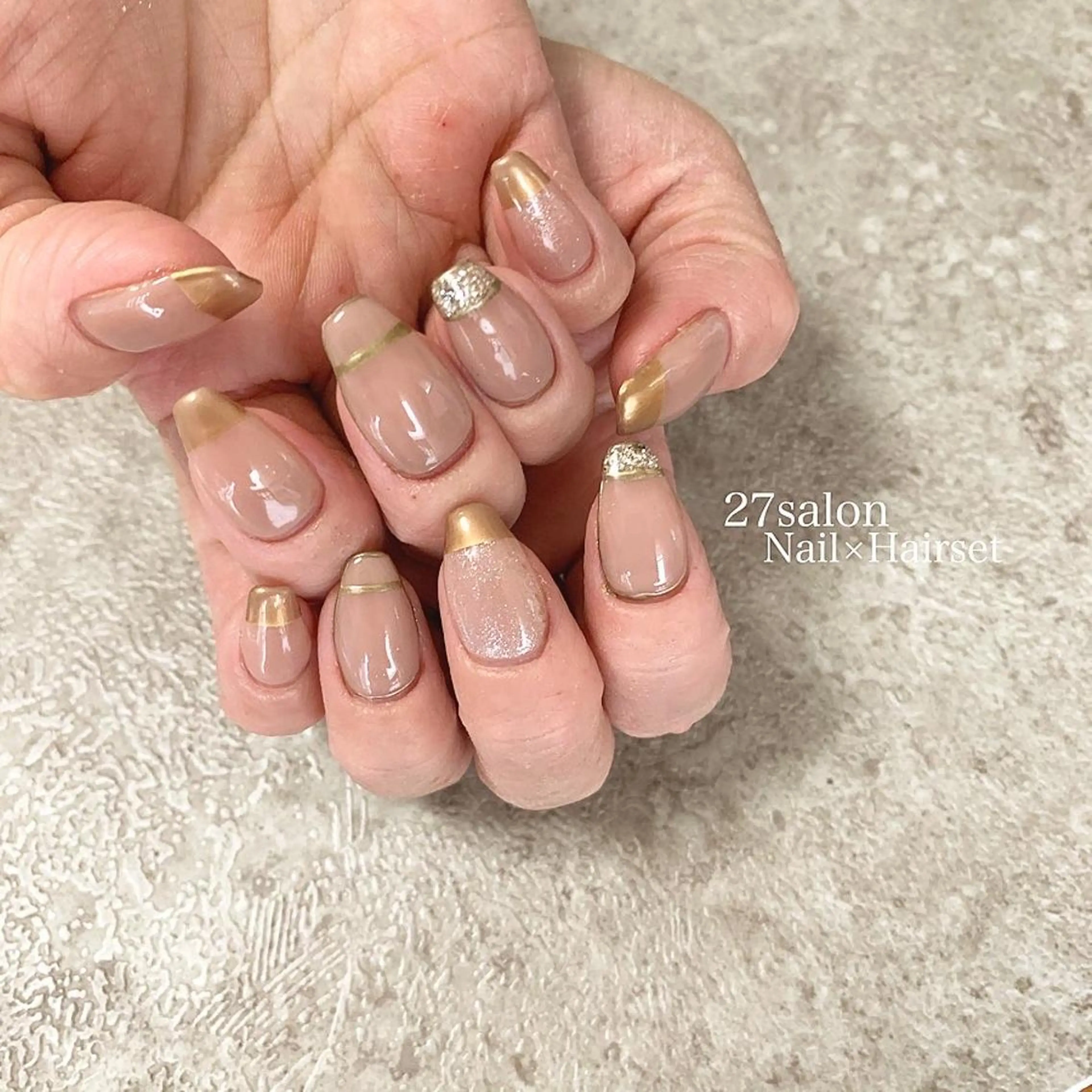 ネイル フレンチネイル ミラーネイル 27salon yuinaのネイルデザイン