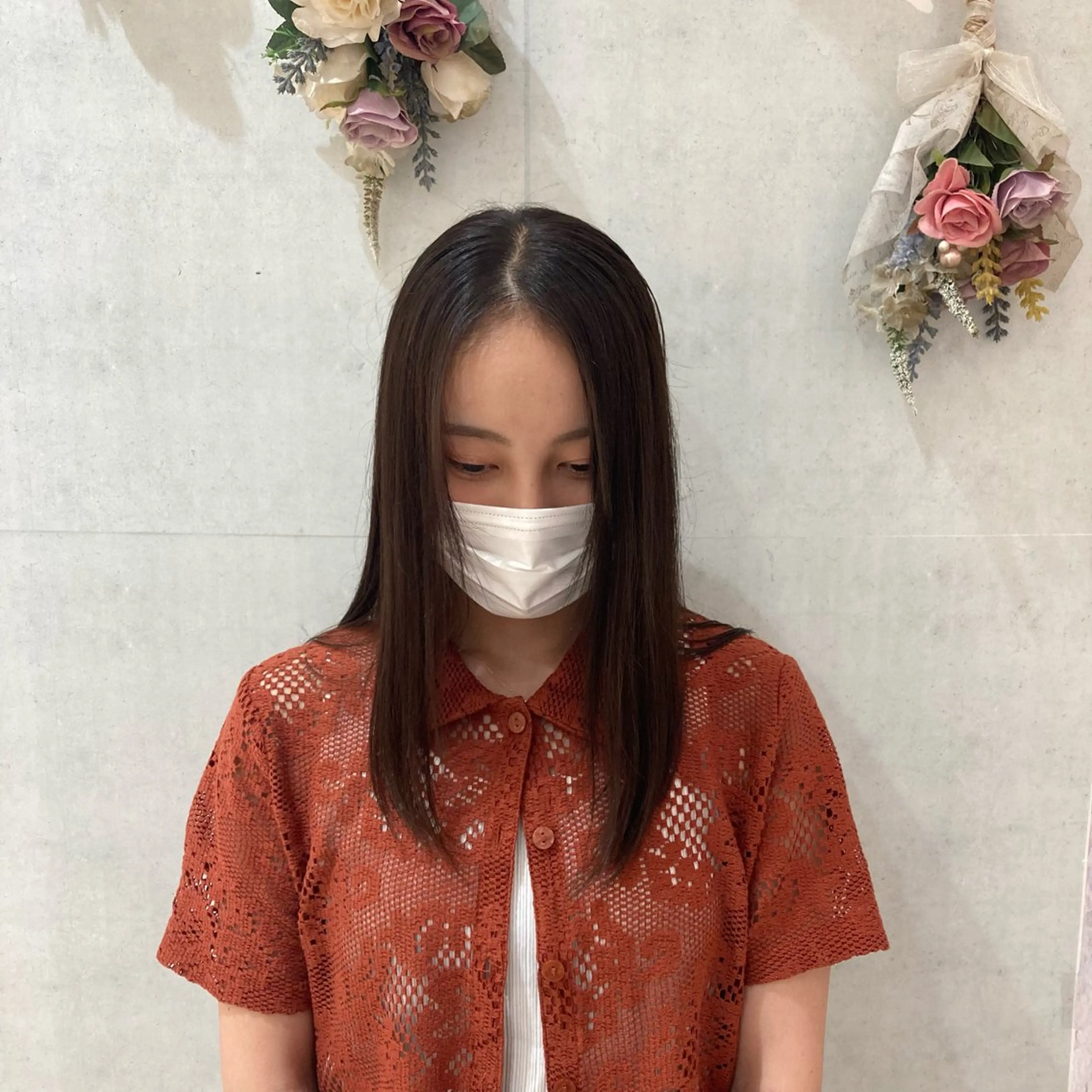 ミディアム 透明感ベージュ🎀 レイヤー/AOのヘアスタイル