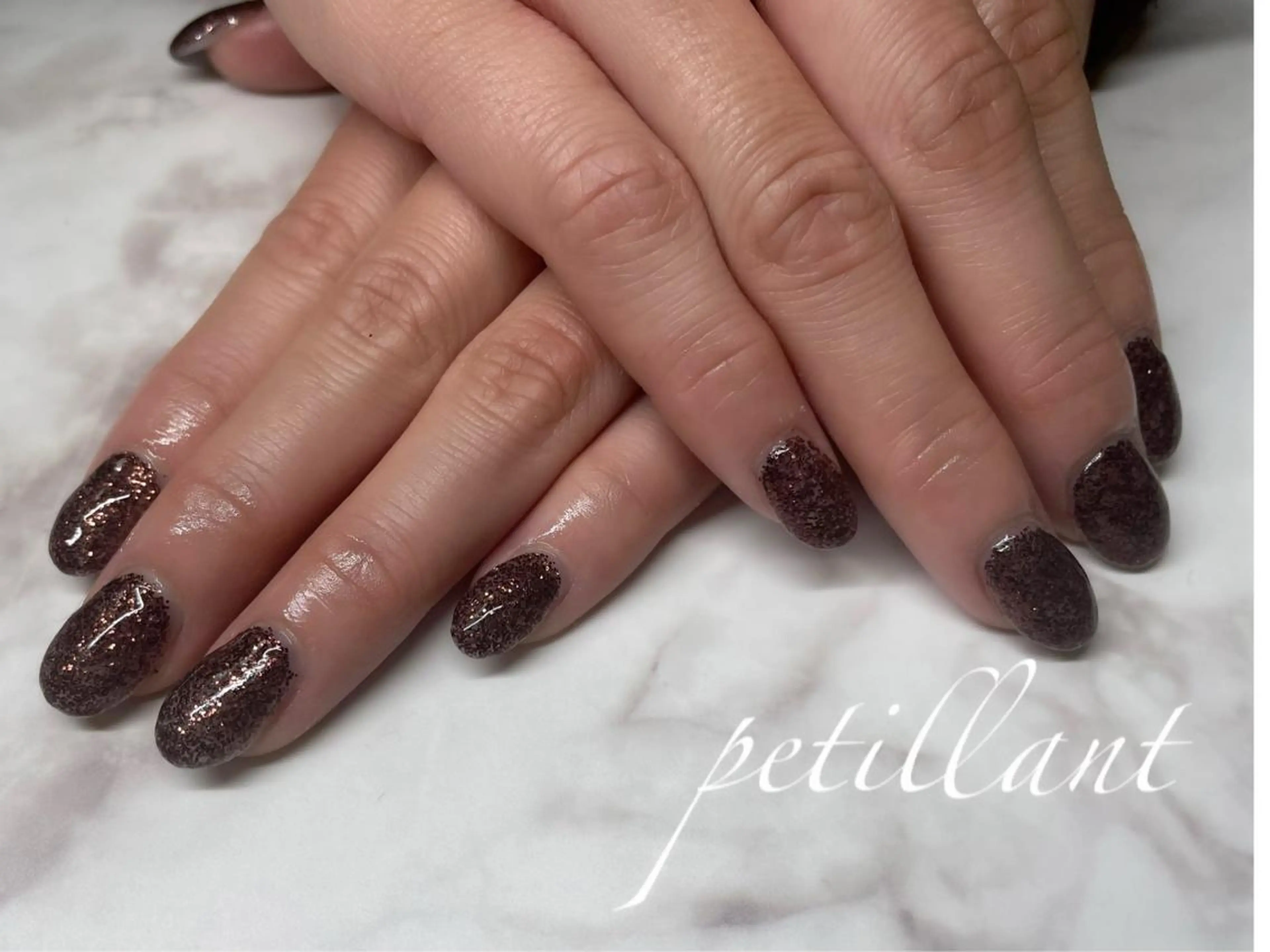 ネイル 長さ出し ラメ(グリッター) ハンドネイル ハンドケア nail salon petillantのネイルデザイン