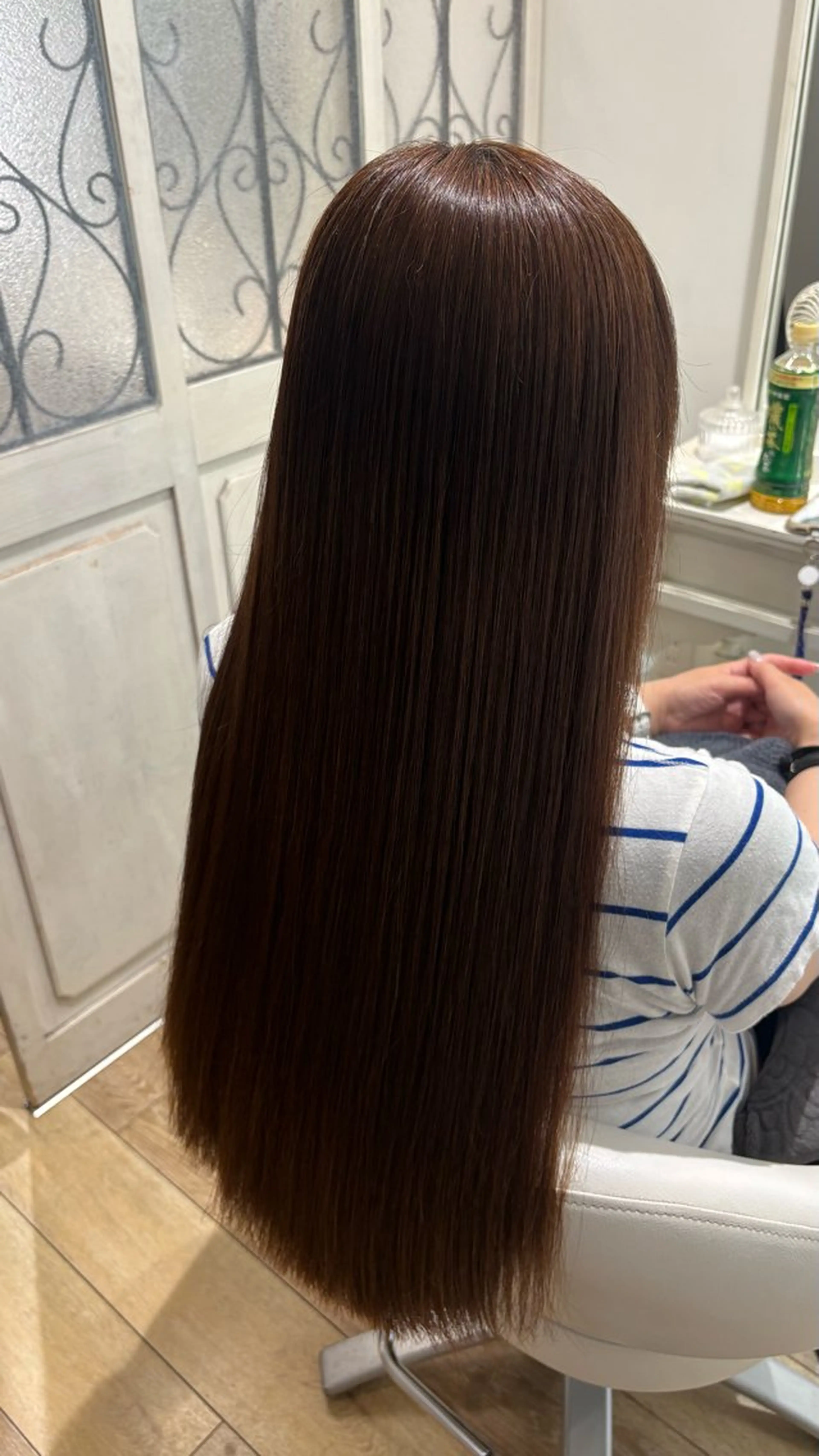 ロング カット 縮毛矯正 ♣️似合わせ 艶髪カラーYUUGAのヘアスタイル