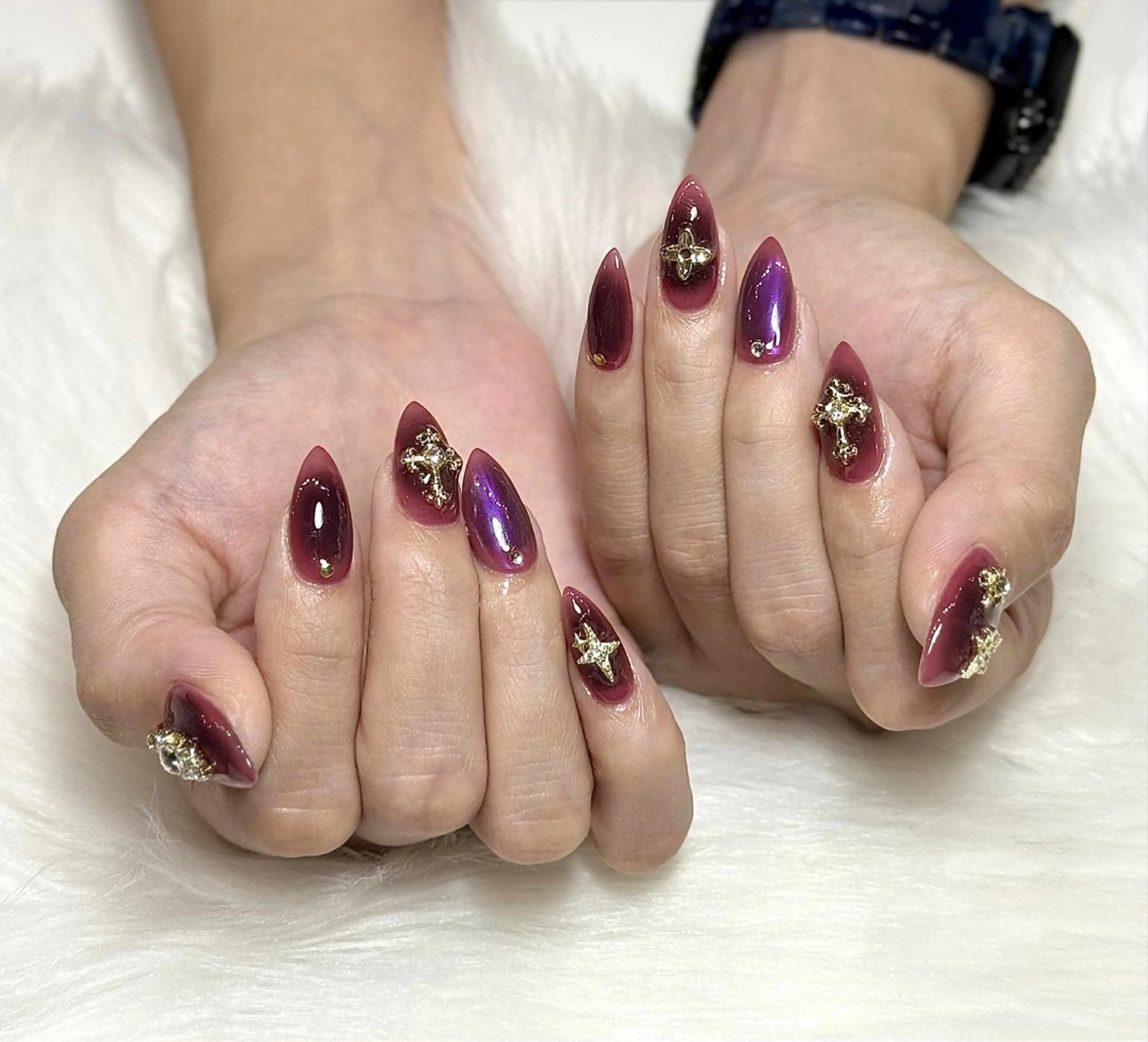 ネイル アートネイル オーロラネイル ジェルネイル 韓国ネイル ロングネイル ハンドネイル Nichi Nailsのネイルデザイン