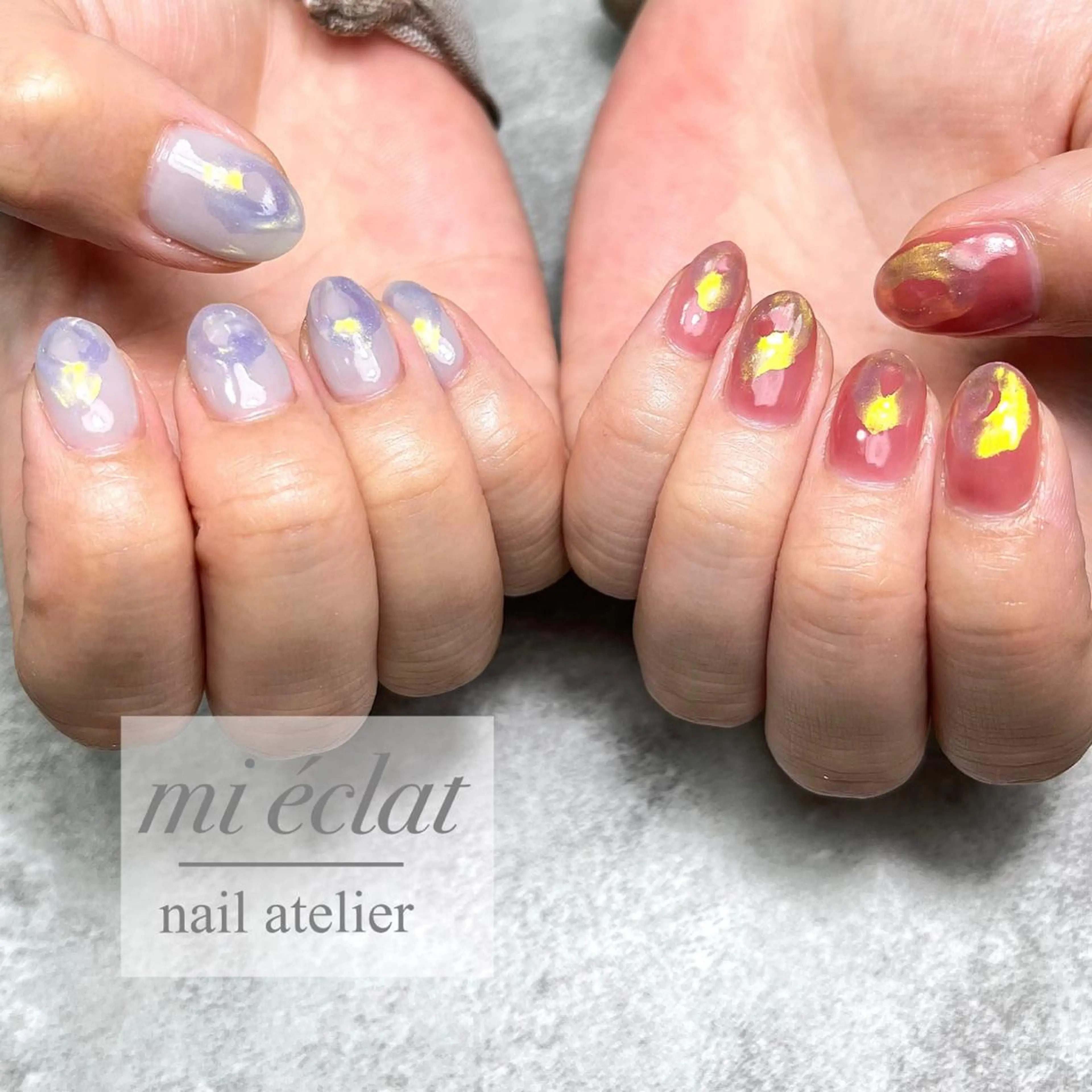 ネイル アートネイル ブラウン チークネイル フットネイル ジェルネイル mi éclat ミ　エクラのネイルデザイン