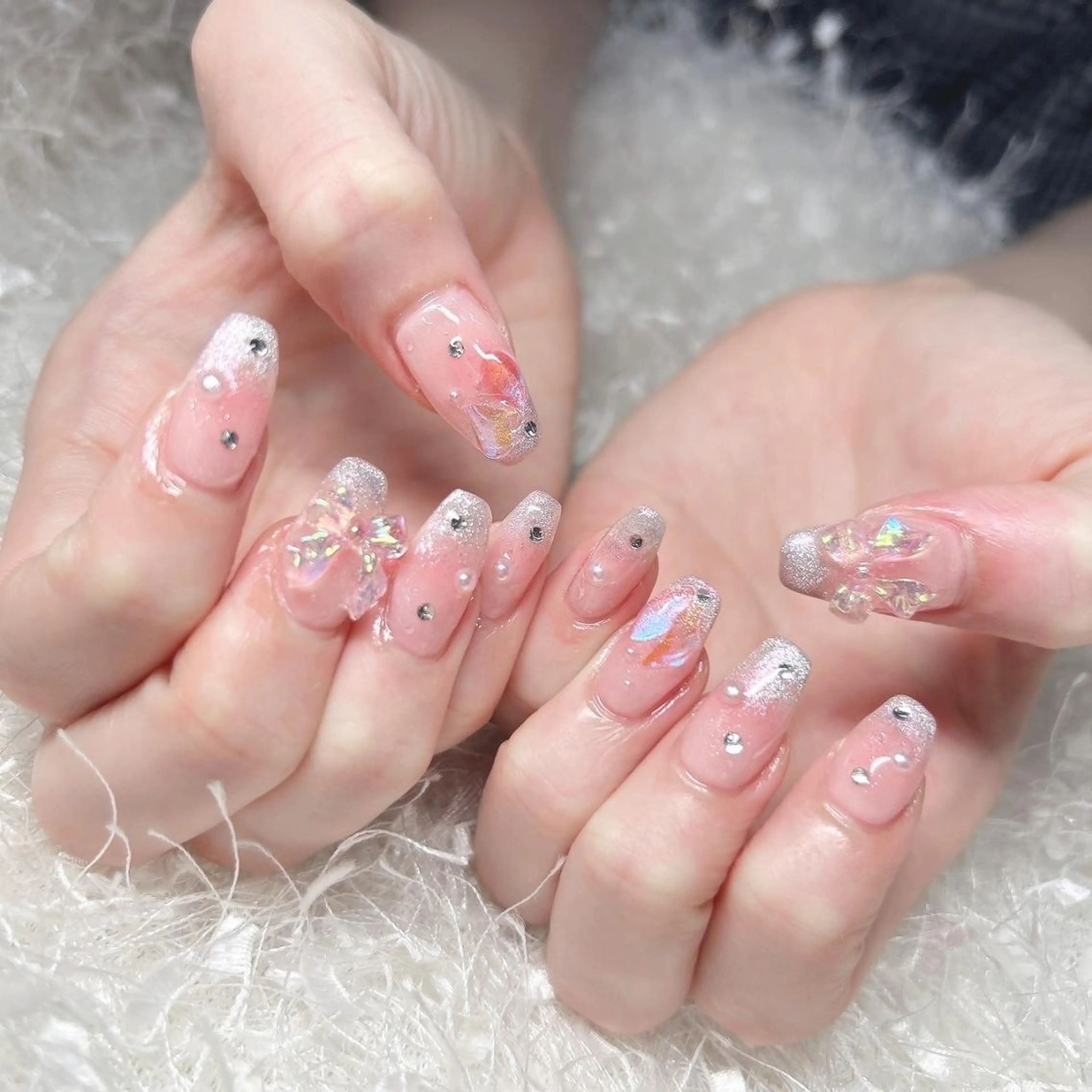 ネイル 長さ出し フレンチネイル ジェルネイル グラデーション 韓国ネイル ハンドネイル Nail&eye Belire 新宿のネイルデザイン