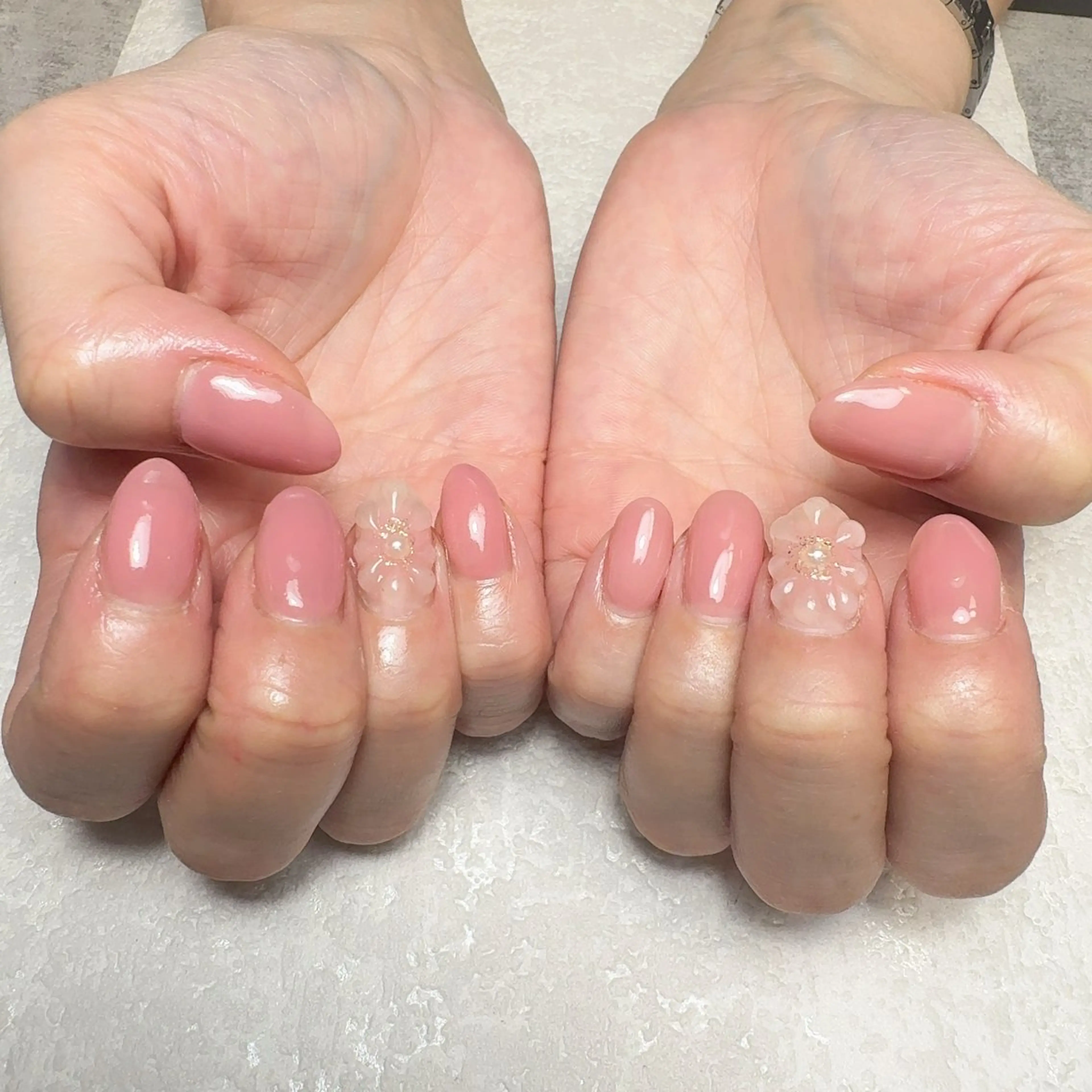 ネイル フラワーネイル ピンク ぷっくりネイル Li-fra MIZUKIのネイルデザイン