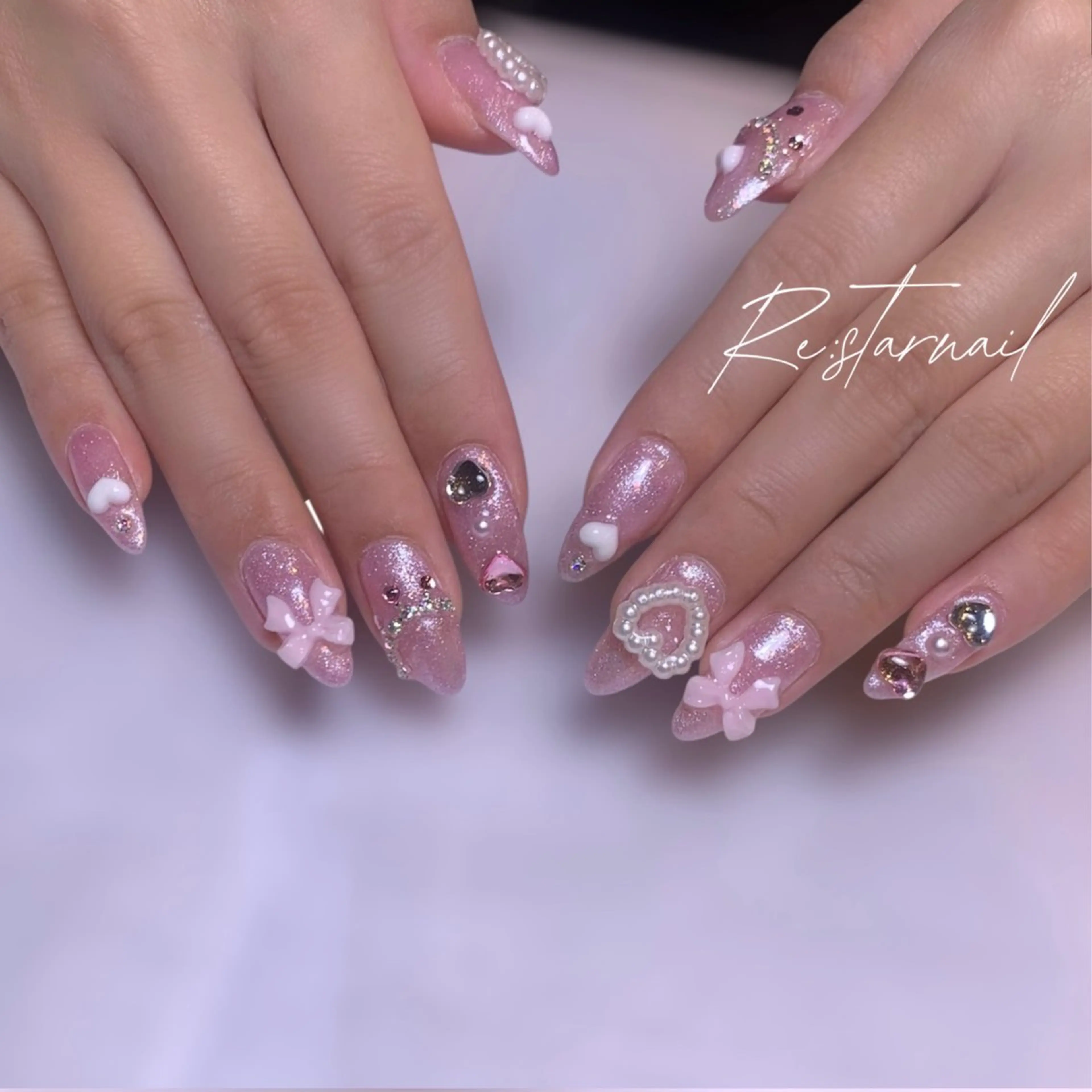 オフなし【チップ長さ出し10本+デザインやりほパーツ盛り放題】y2kネイル パーツ豊富✨✨の写真