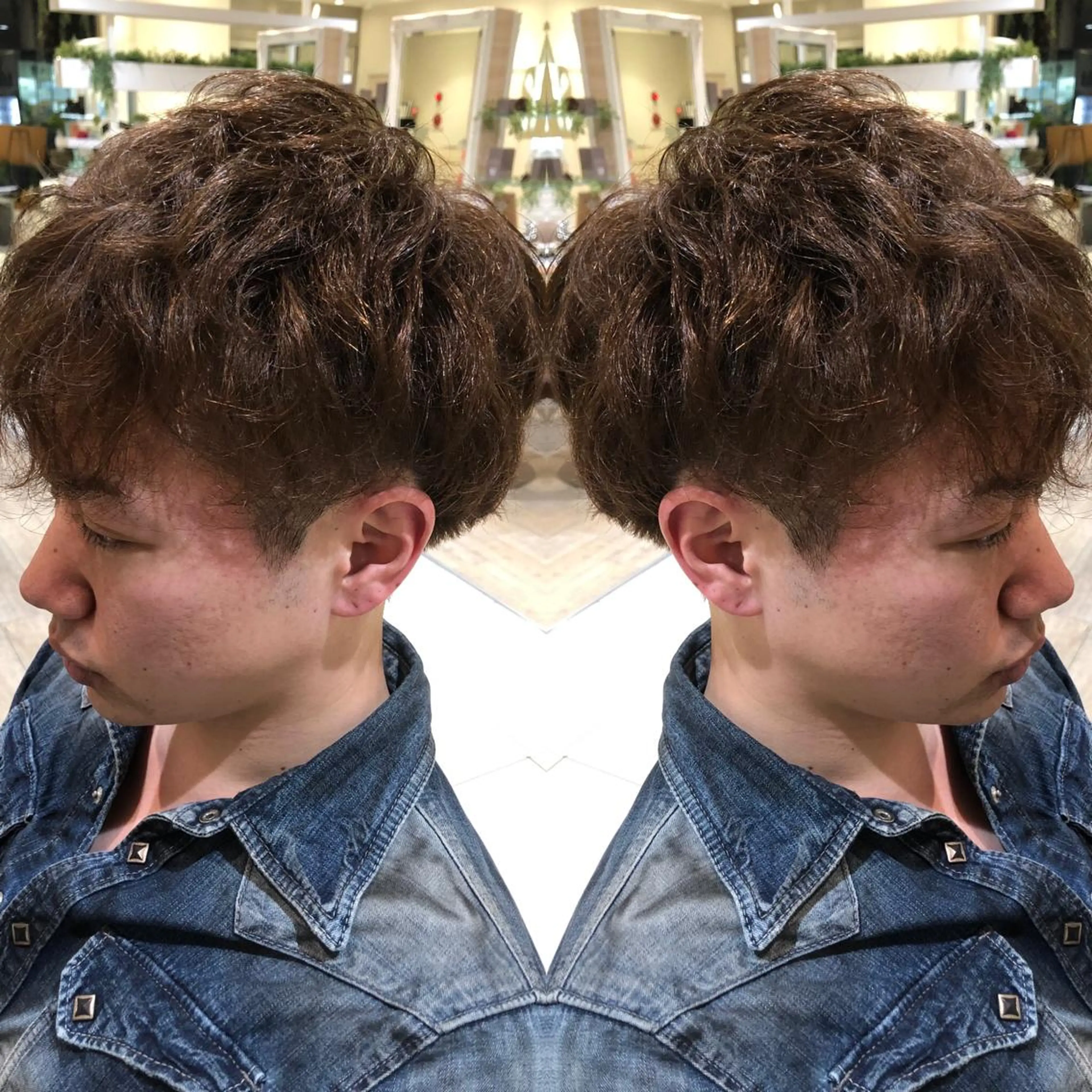 パーマ メンズ 韓国レイヤー×透明感 カラー/山崎一輝のヘアスタイル